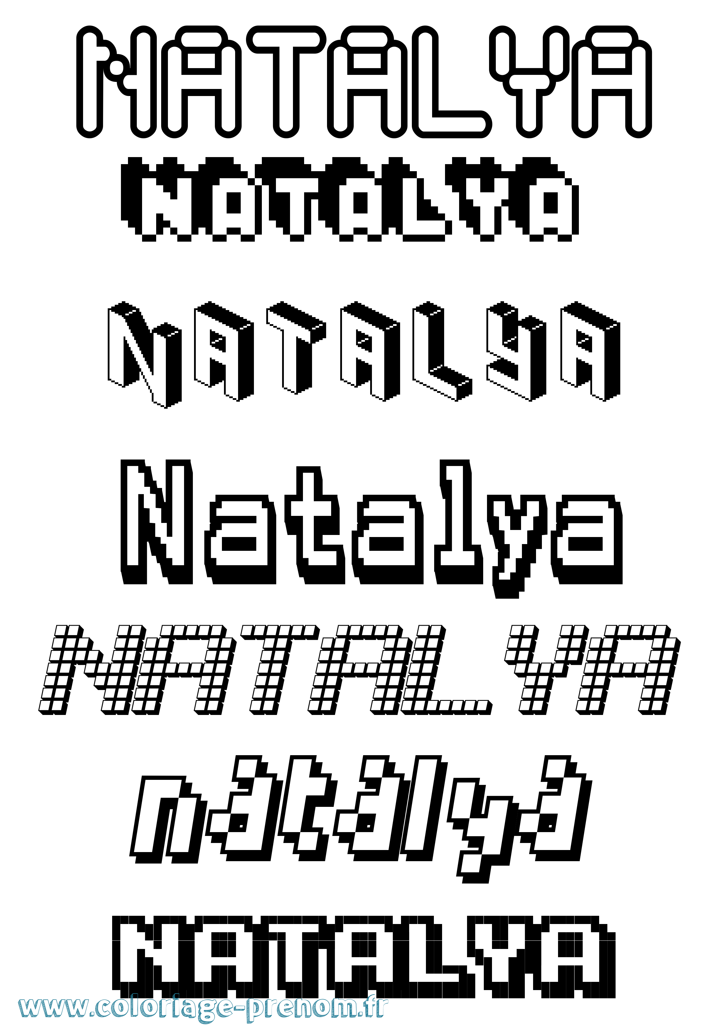 Coloriage Natalya Pixel Coloriage prénom Natalya Pixel