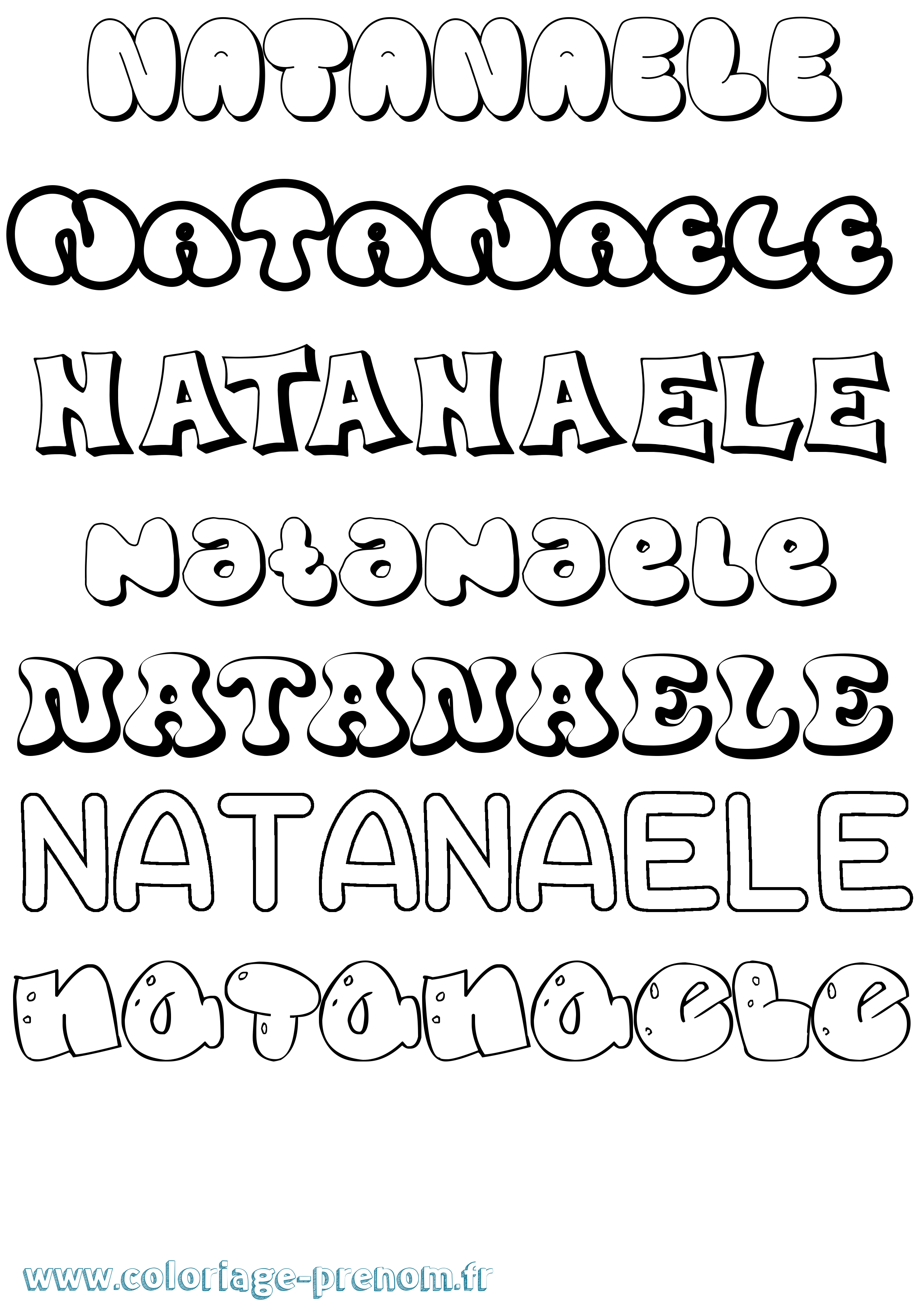 Coloriage Natanaele Bubble Coloriage prénom Natanaele Bubble
