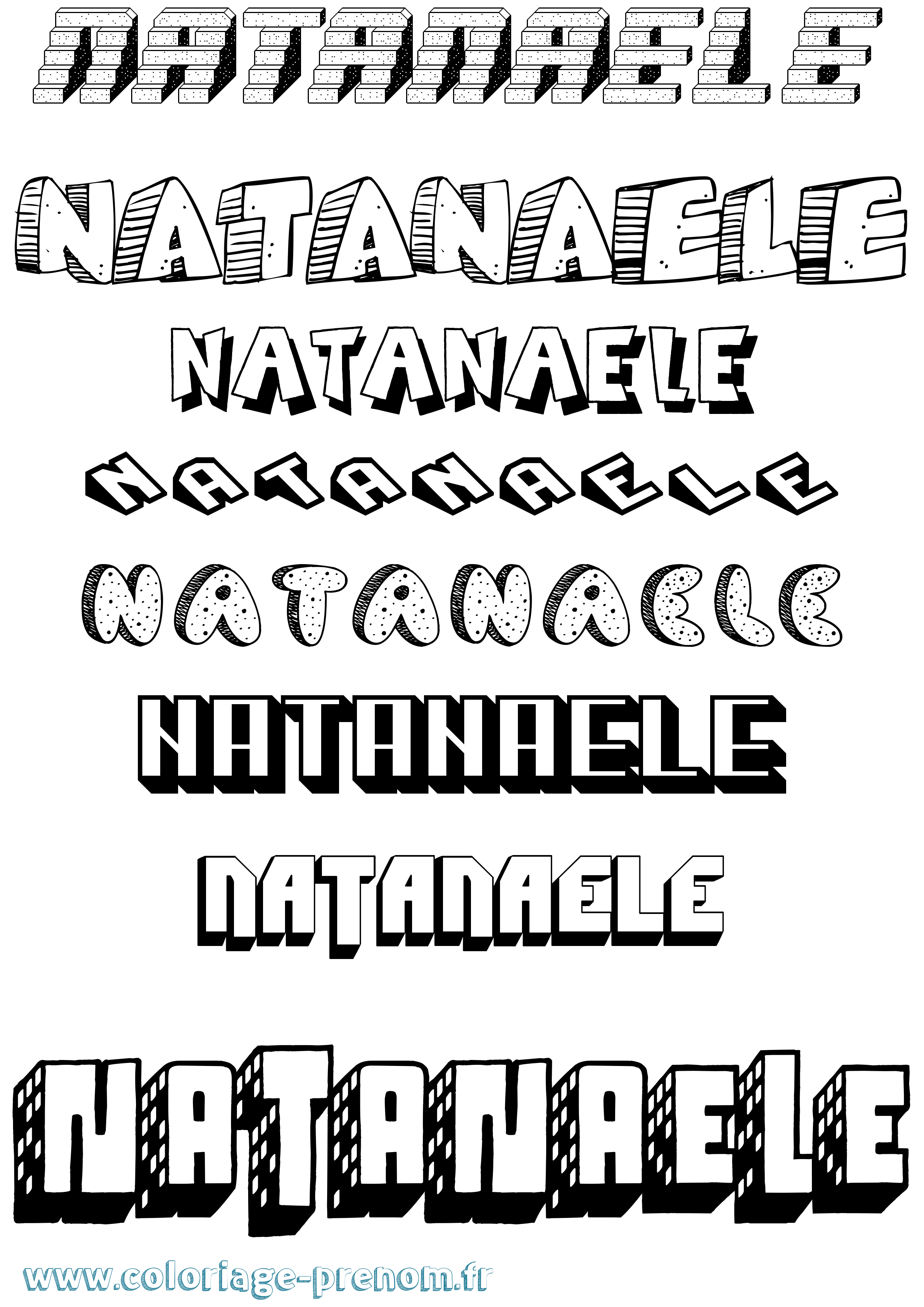Coloriage Natanaele Effet 3D Coloriage prénom Natanaele Effet 3D