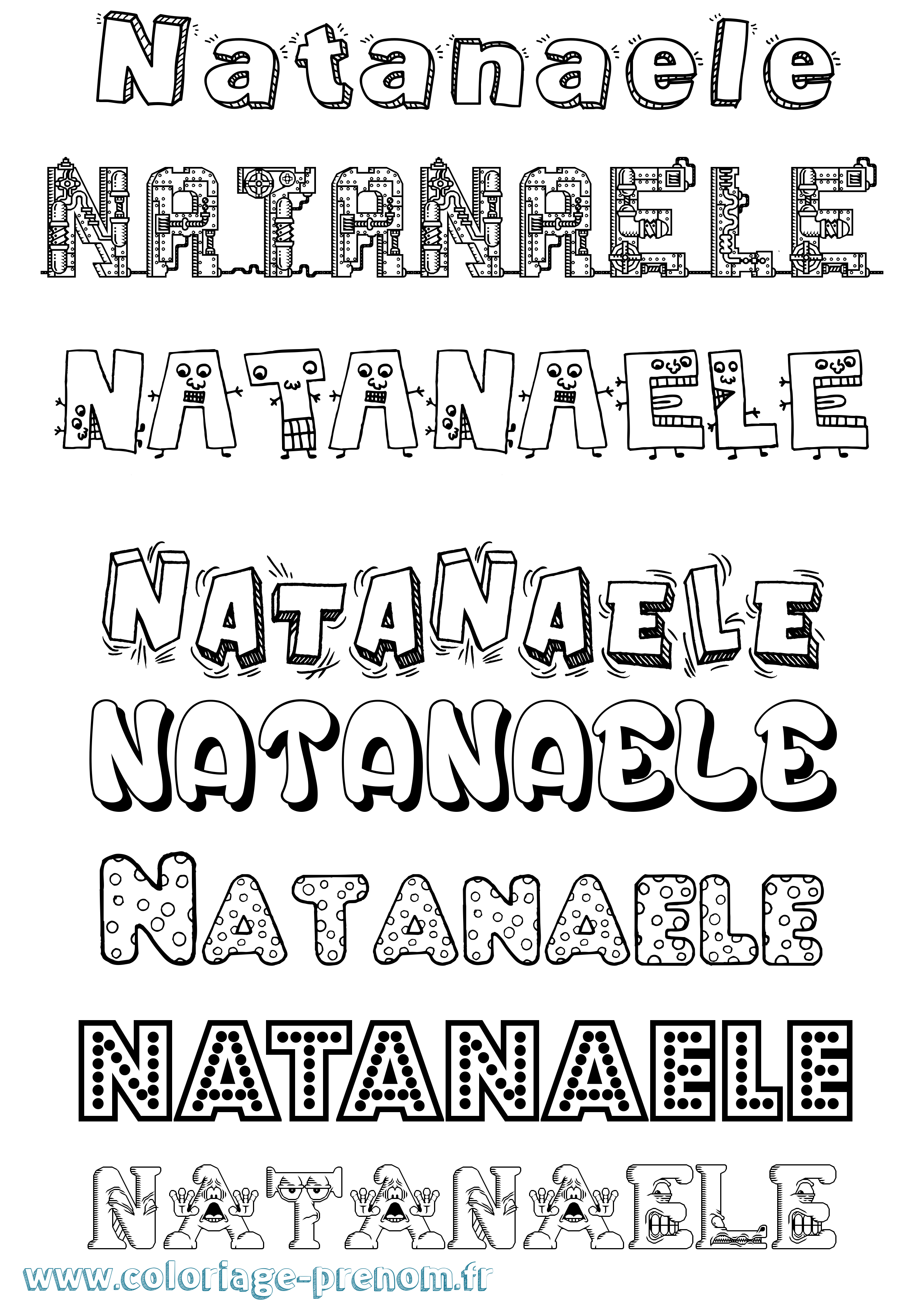 Coloriage Natanaele Fun Coloriage prénom Natanaele Fun