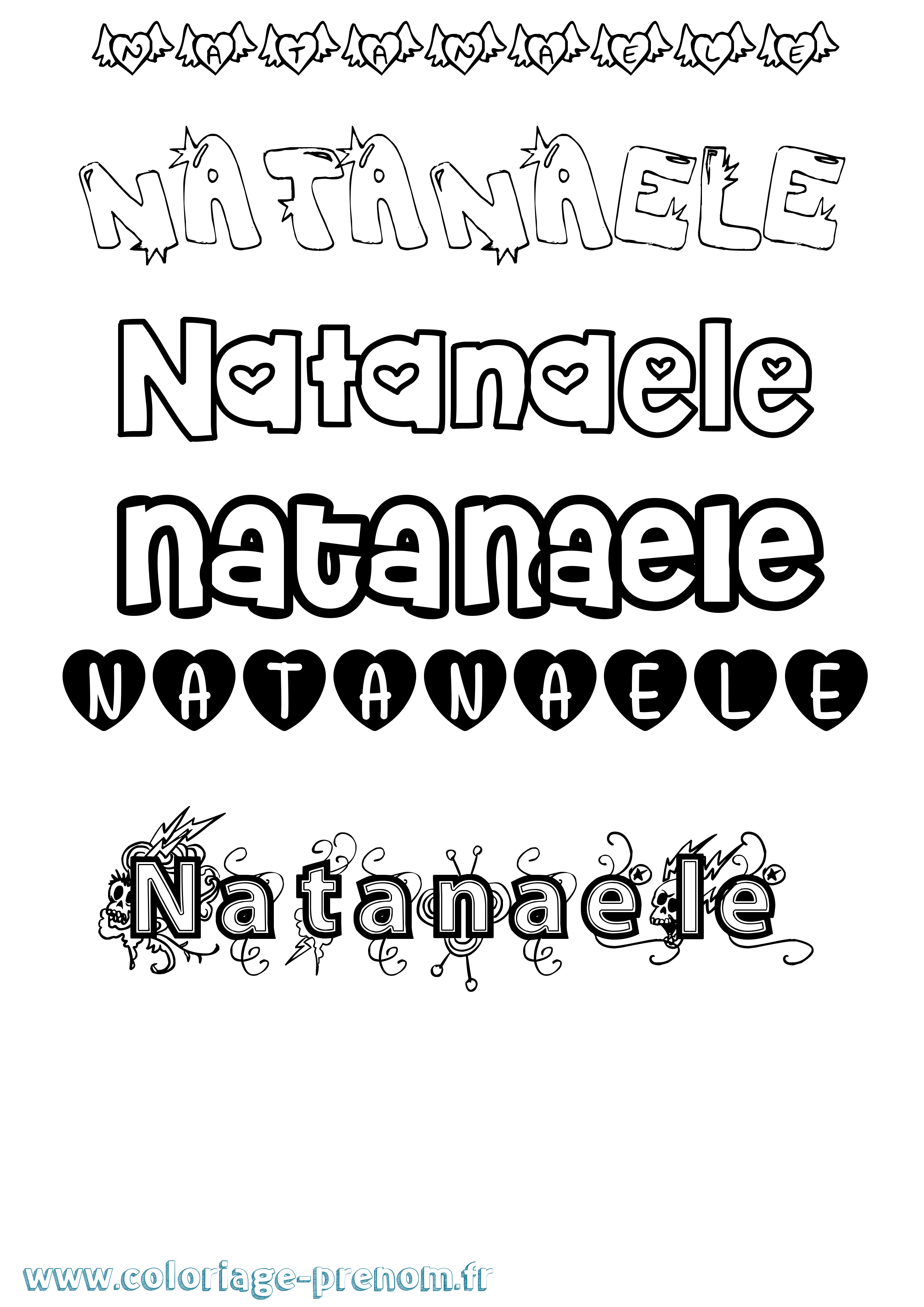 Coloriage Natanaele Girly Coloriage prénom Natanaele Girly