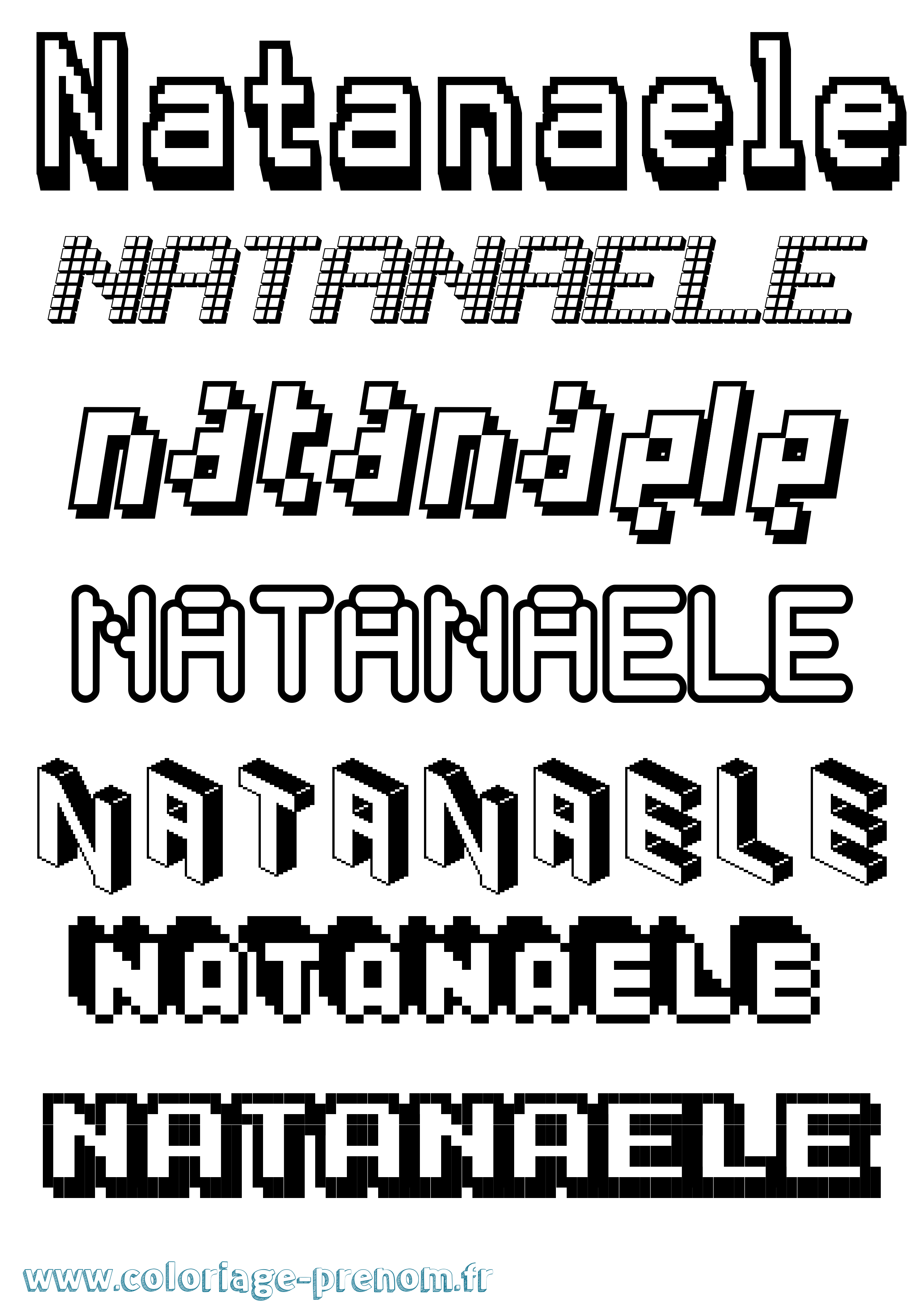 Coloriage Natanaele Pixel Coloriage prénom Natanaele Pixel
