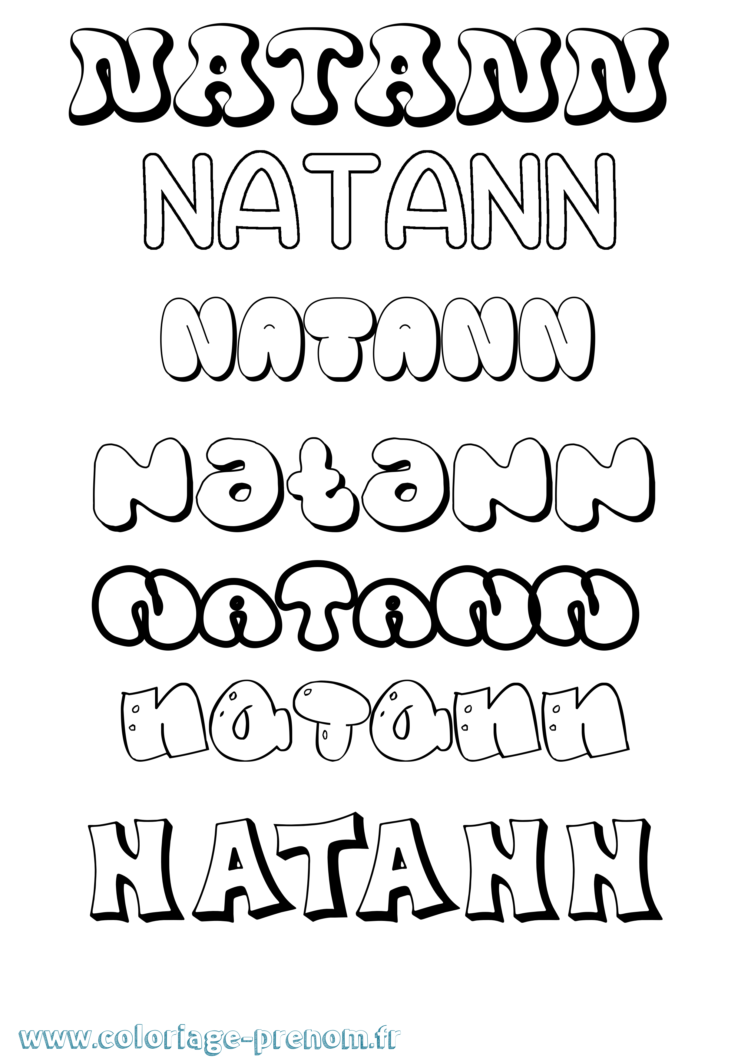 Coloriage Natann Bubble Coloriage prénom Natann Bubble