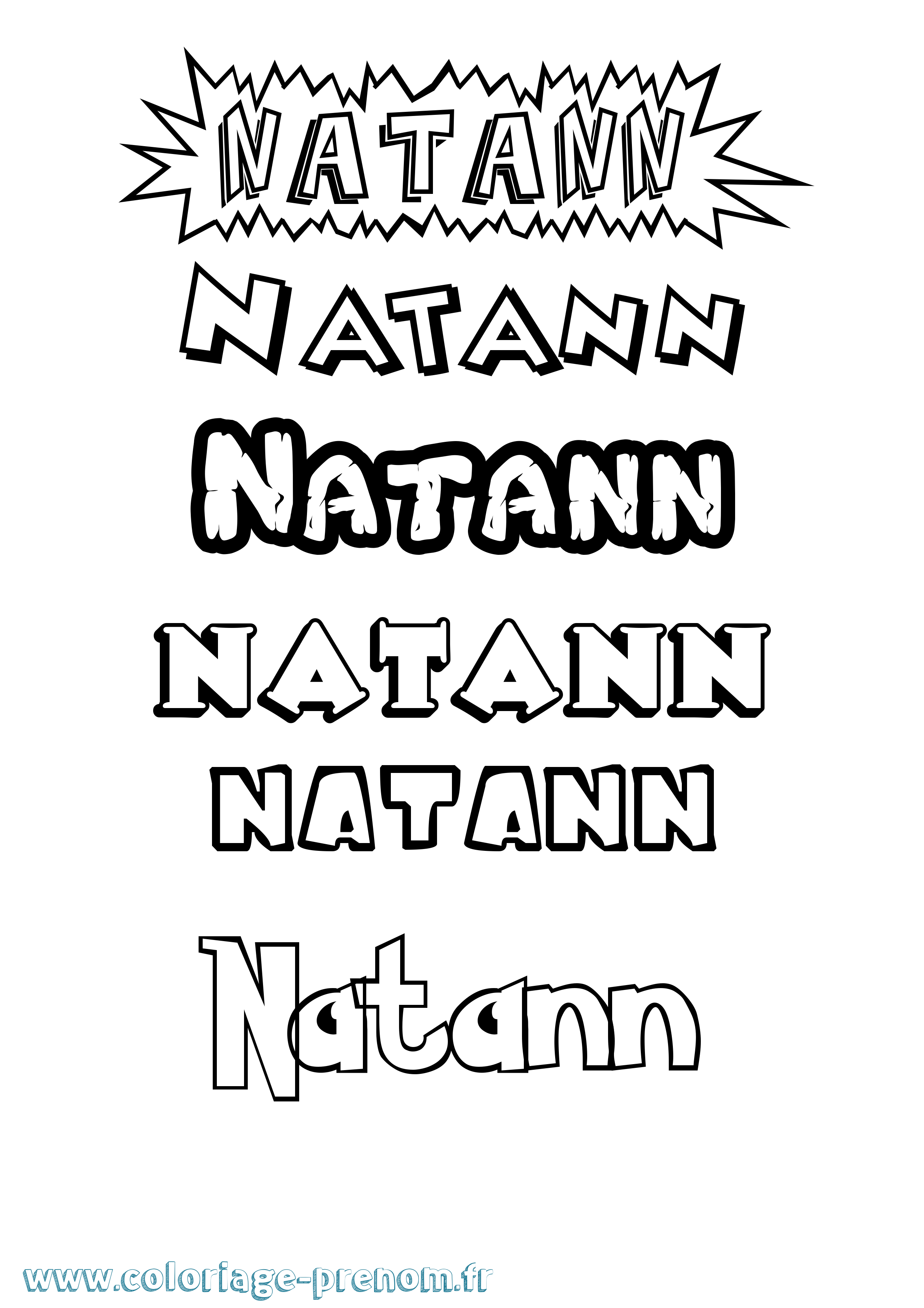 Coloriage Natann Dessin Animé Coloriage prénom Natann Dessin Animé