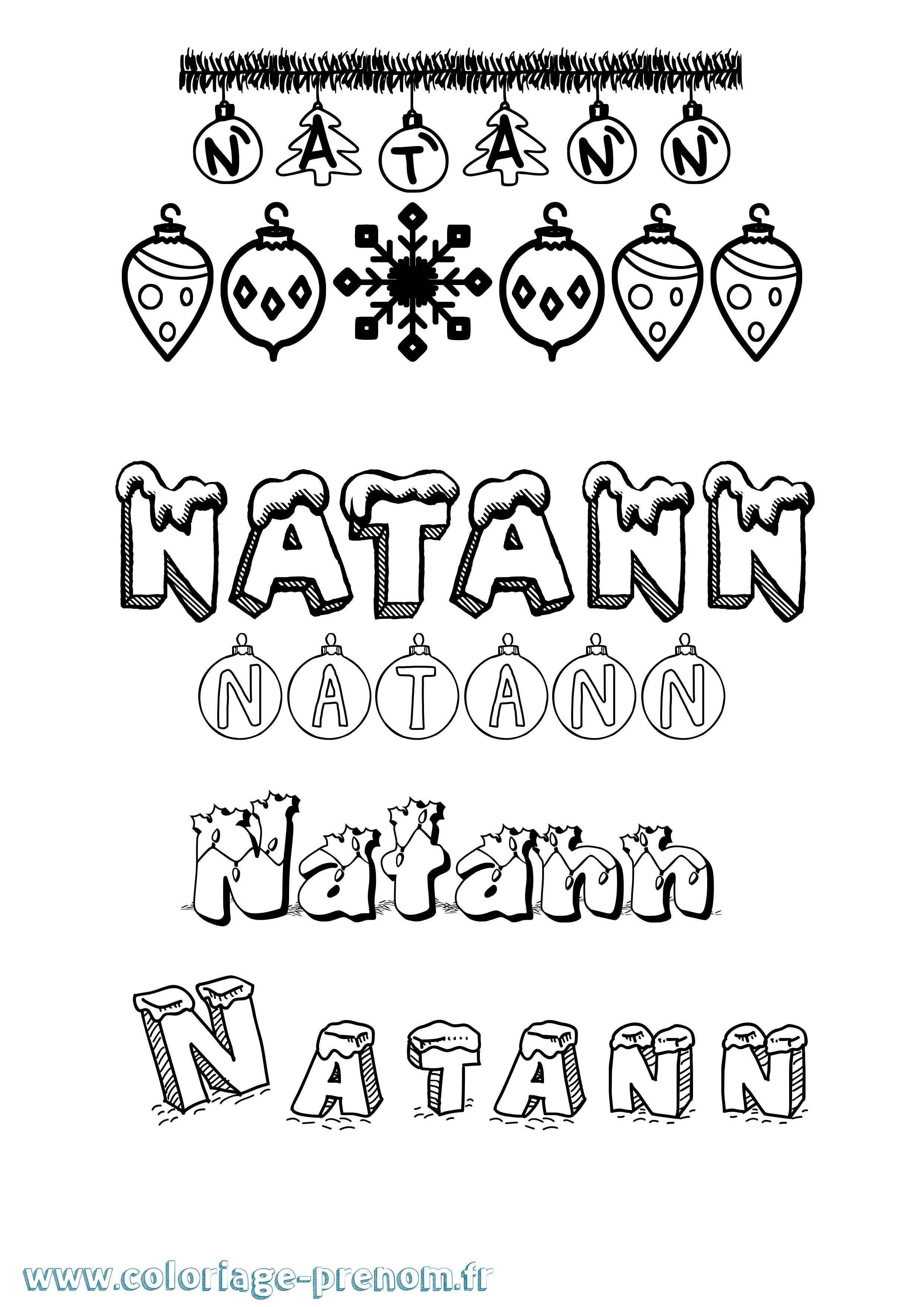 Coloriage Natann Noël Coloriage prénom Natann Noël