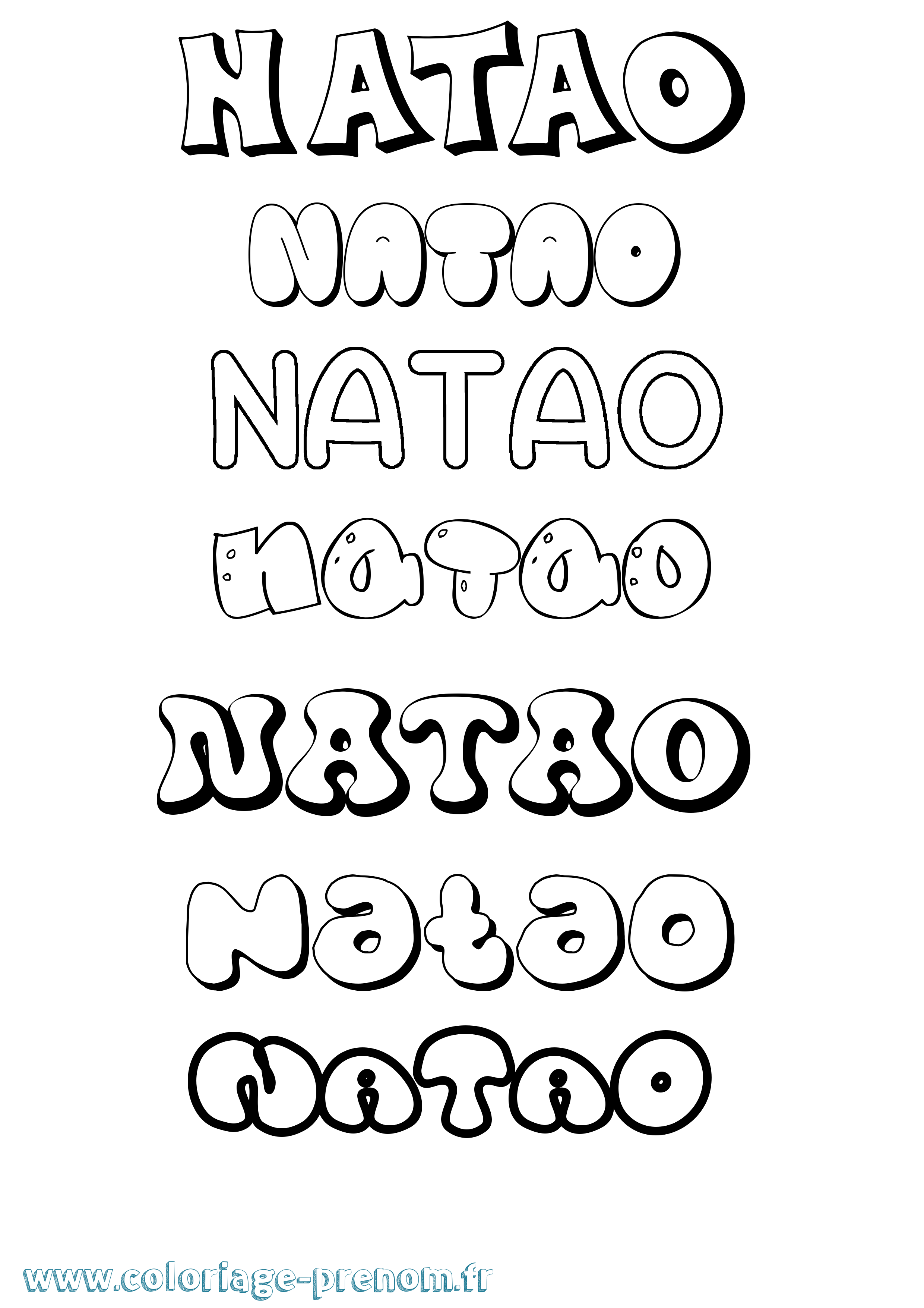 Coloriage Natao Bubble Coloriage prénom Natao Bubble