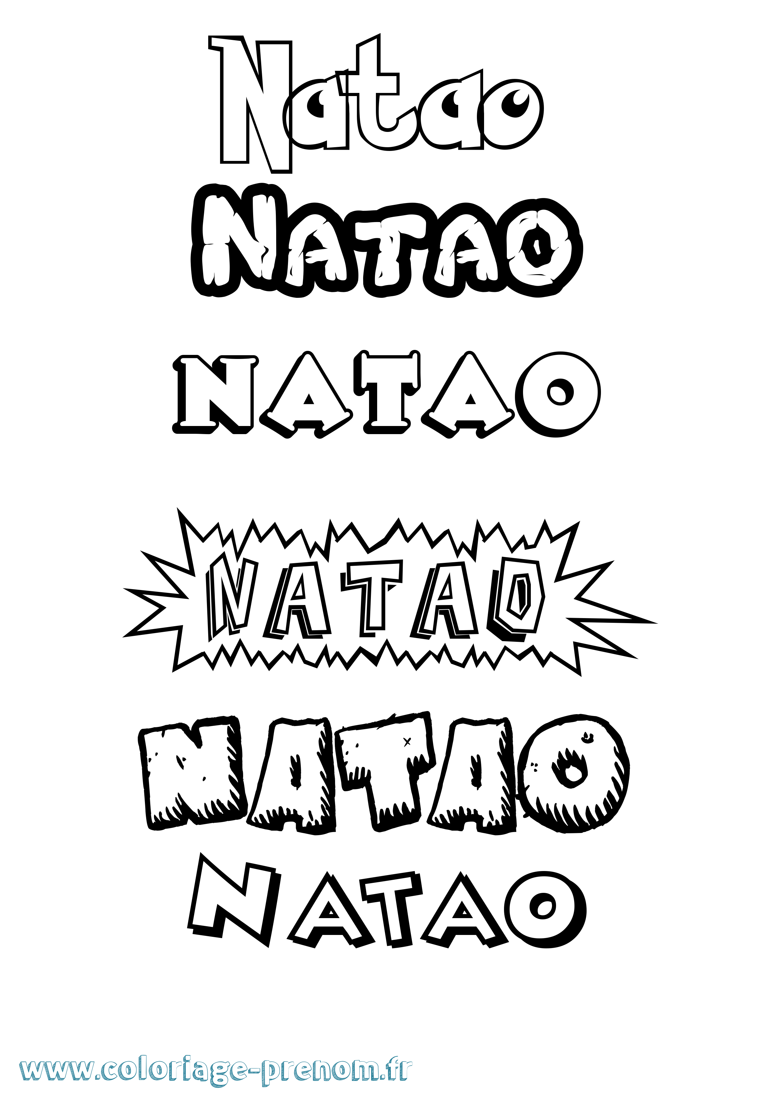 Coloriage Natao Dessin Animé Coloriage prénom Natao Dessin Animé