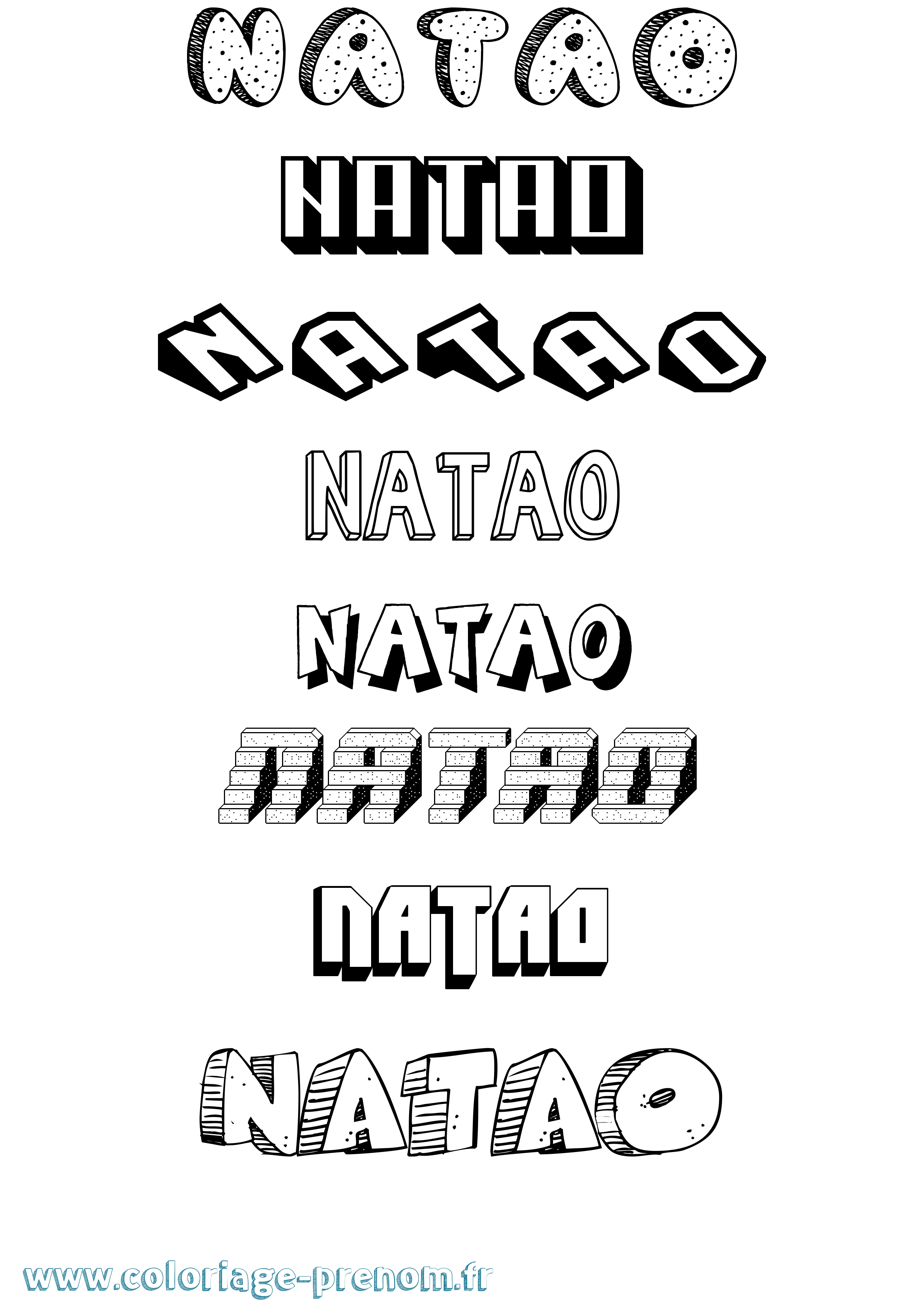 Coloriage Natao Effet 3D Coloriage prénom Natao Effet 3D