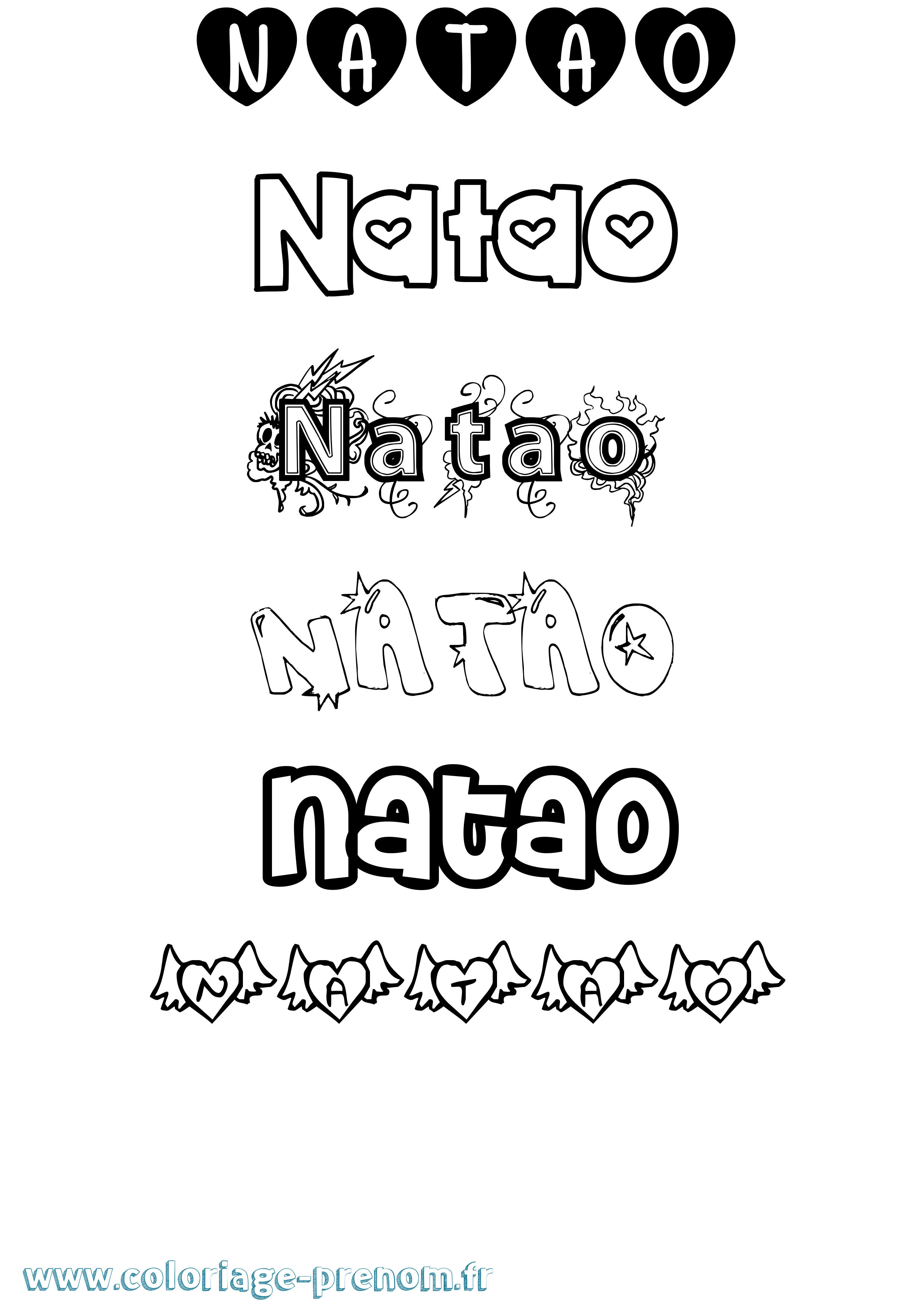 Coloriage Natao Girly Coloriage prénom Natao Girly