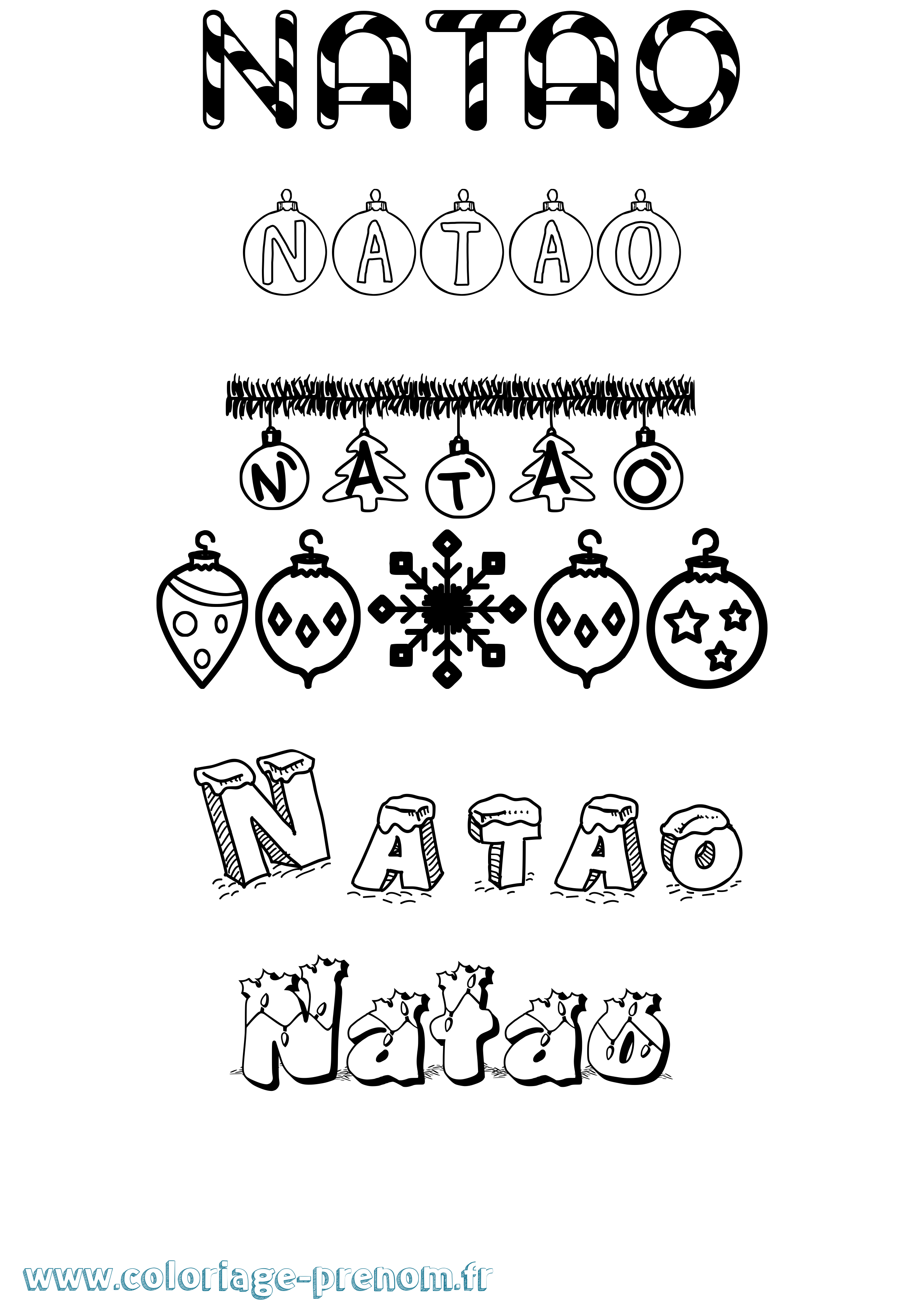 Coloriage Natao Noël Coloriage prénom Natao Noël