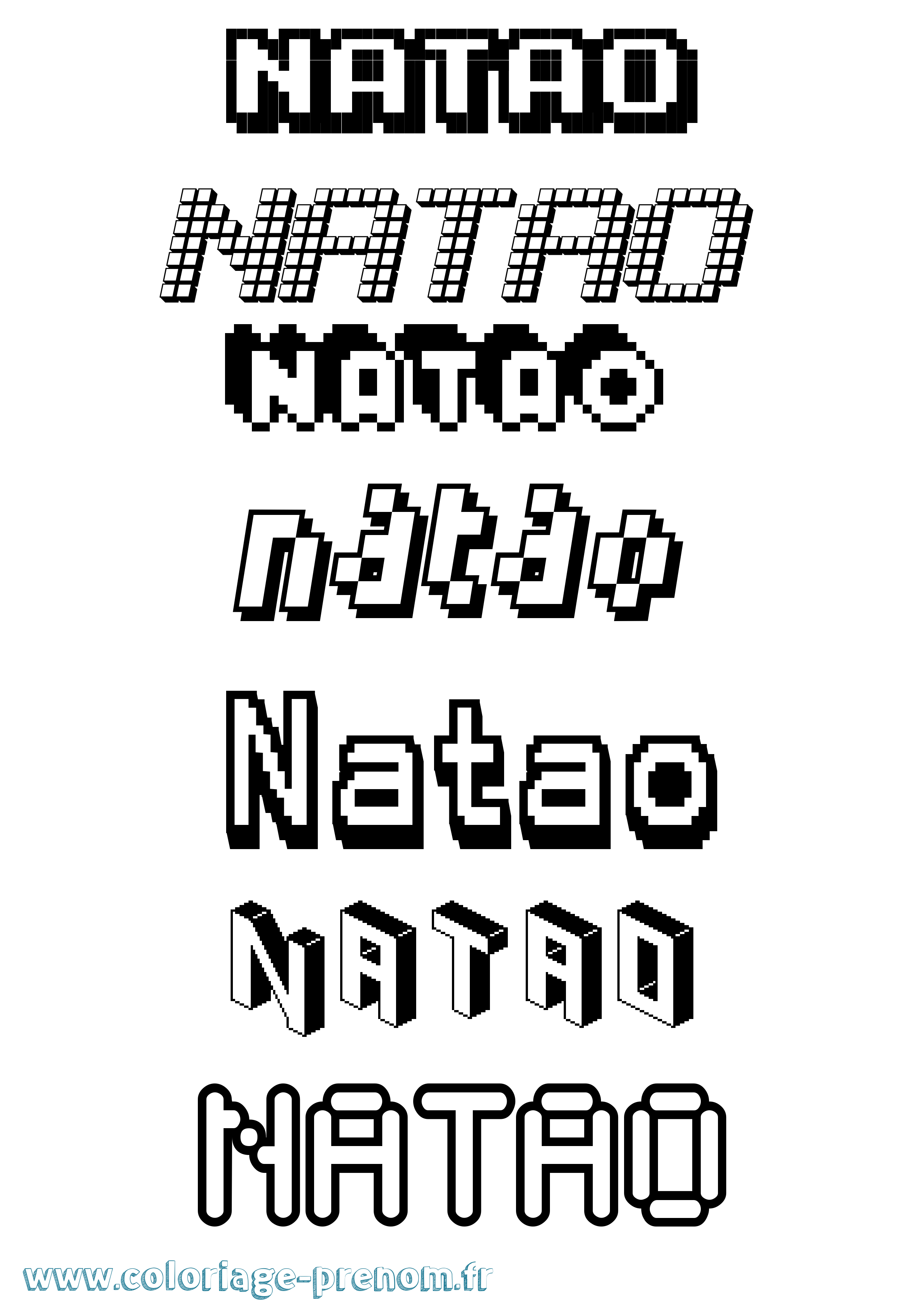 Coloriage Natao Pixel Coloriage prénom Natao Pixel