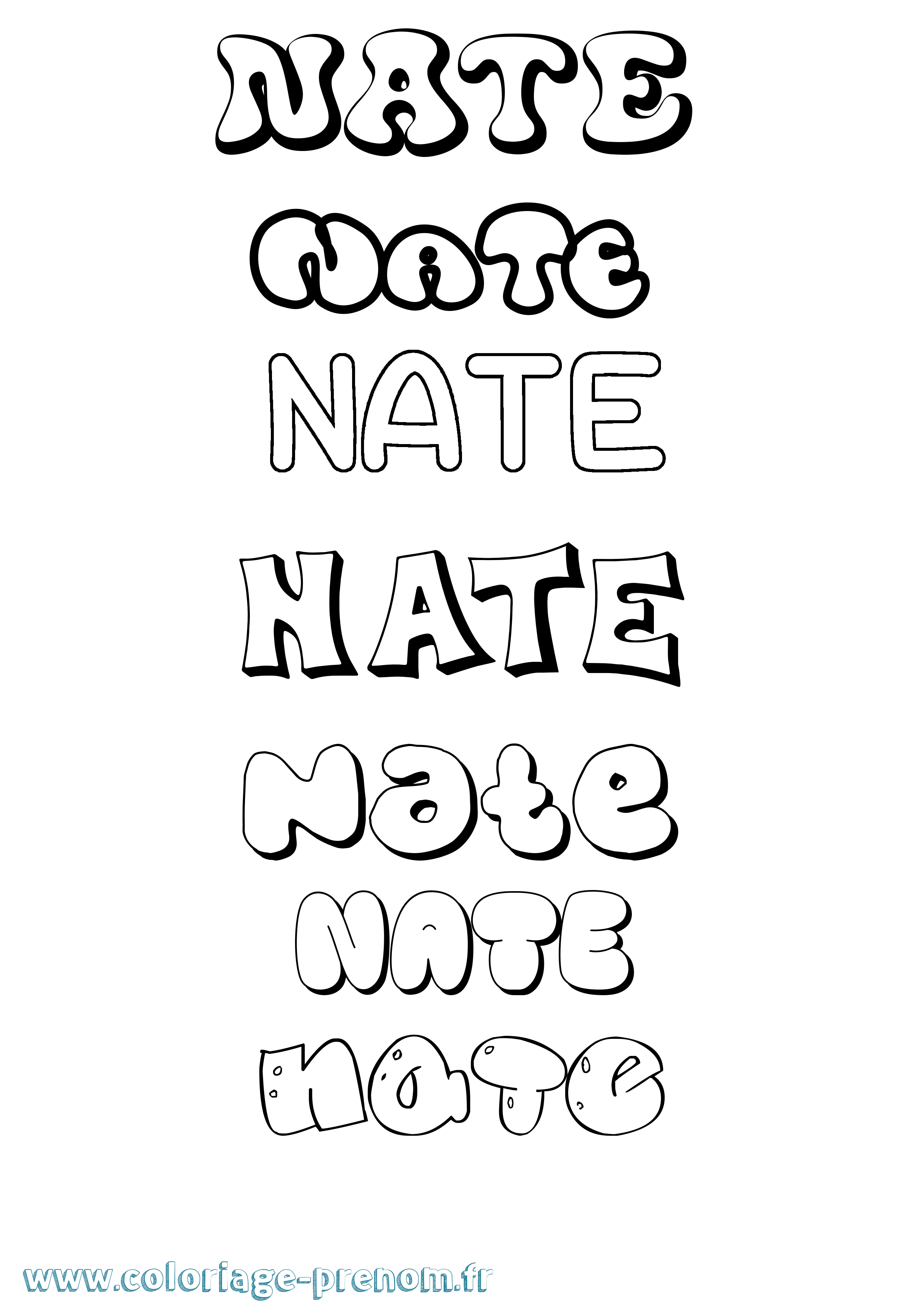 Coloriage Nate Bubble Coloriage prénom Nate Bubble