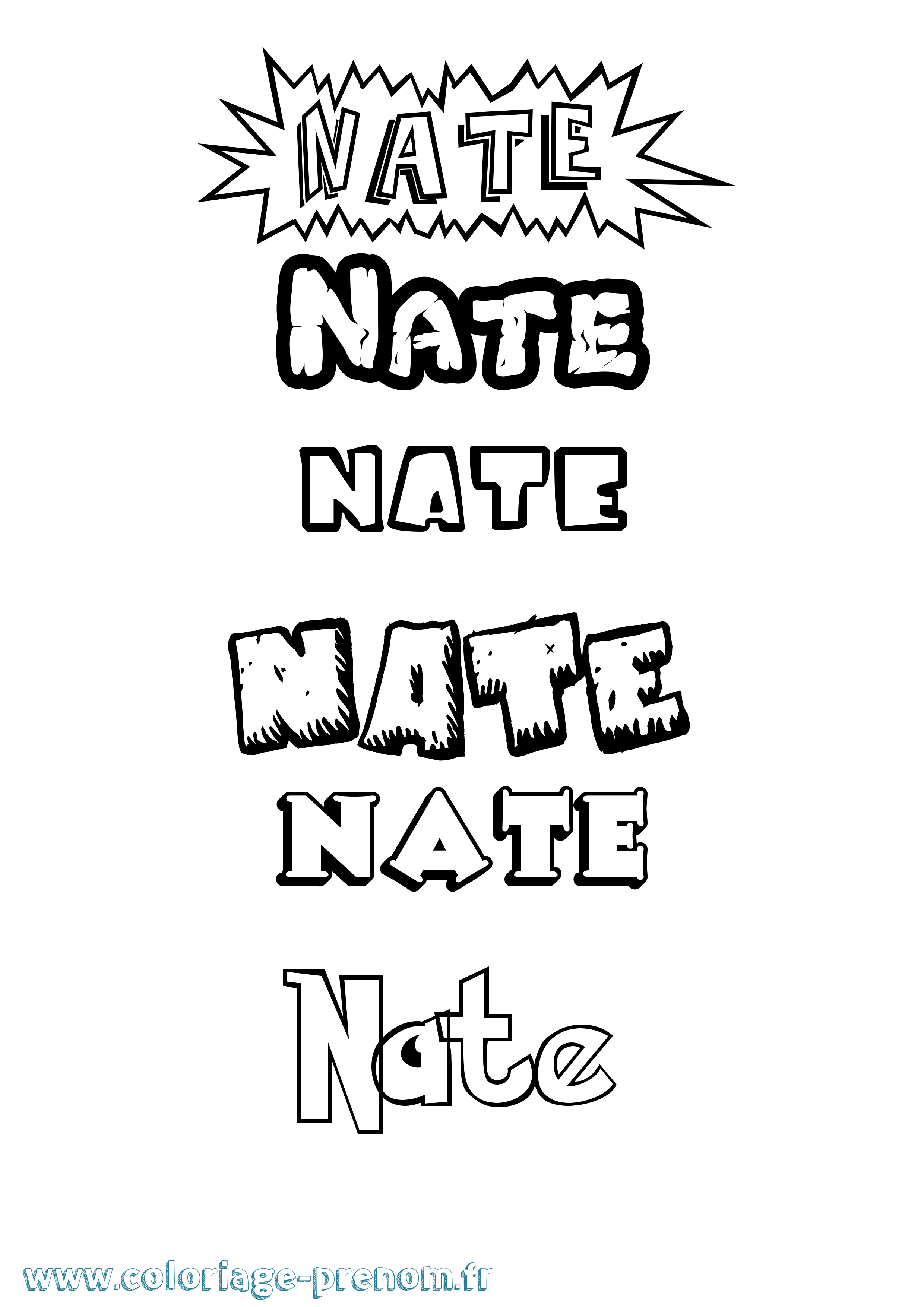 Coloriage Nate Dessin Animé Coloriage prénom Nate Dessin Animé