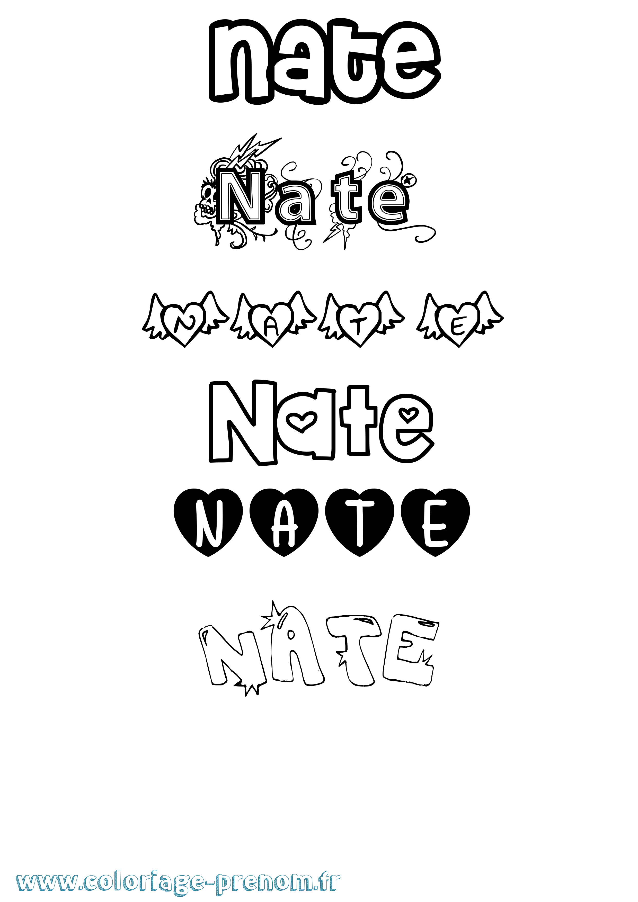 Coloriage Nate Girly Coloriage prénom Nate Girly