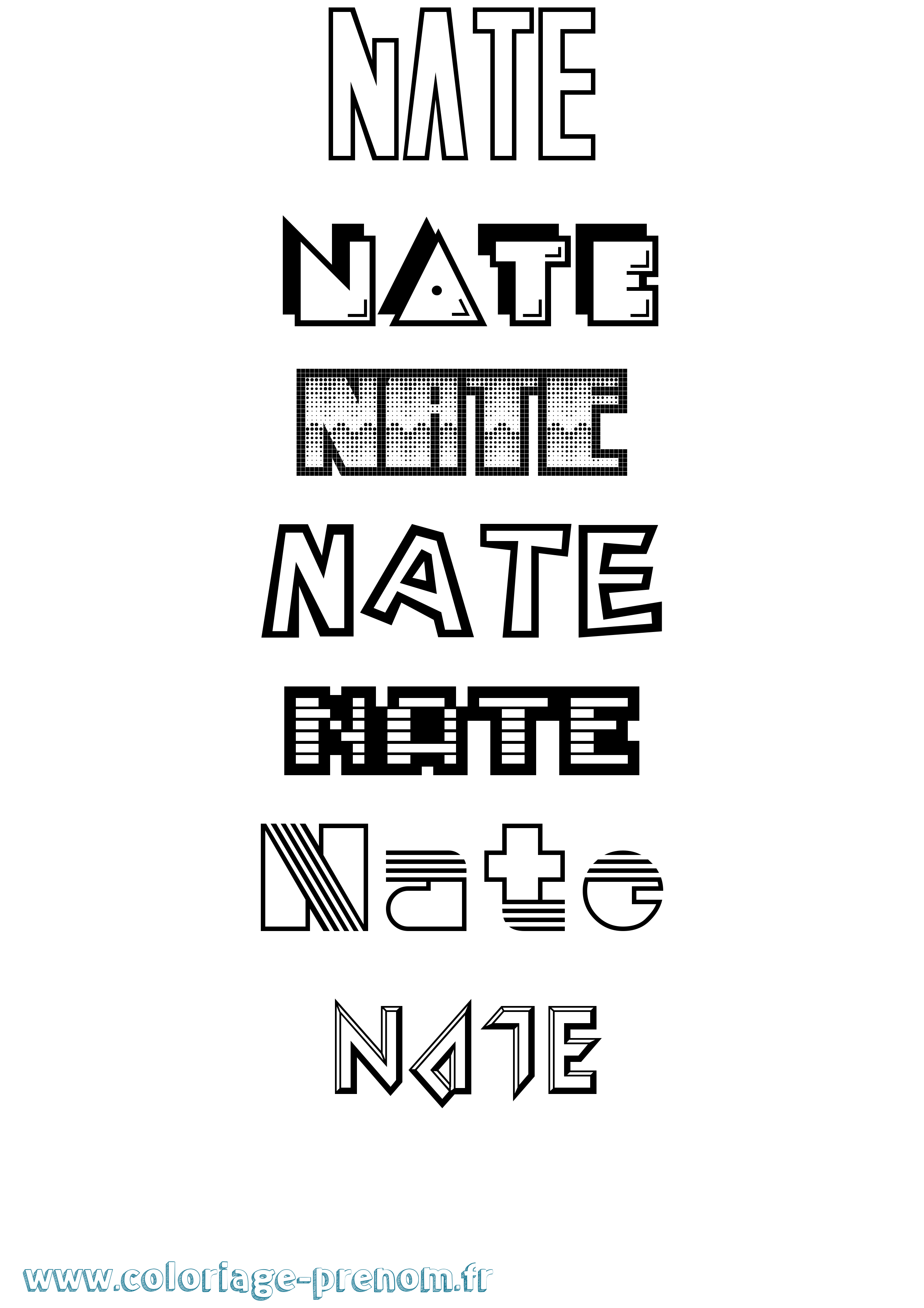 Coloriage Nate Jeux Vidéos Coloriage prénom Nate Jeux Vidéos