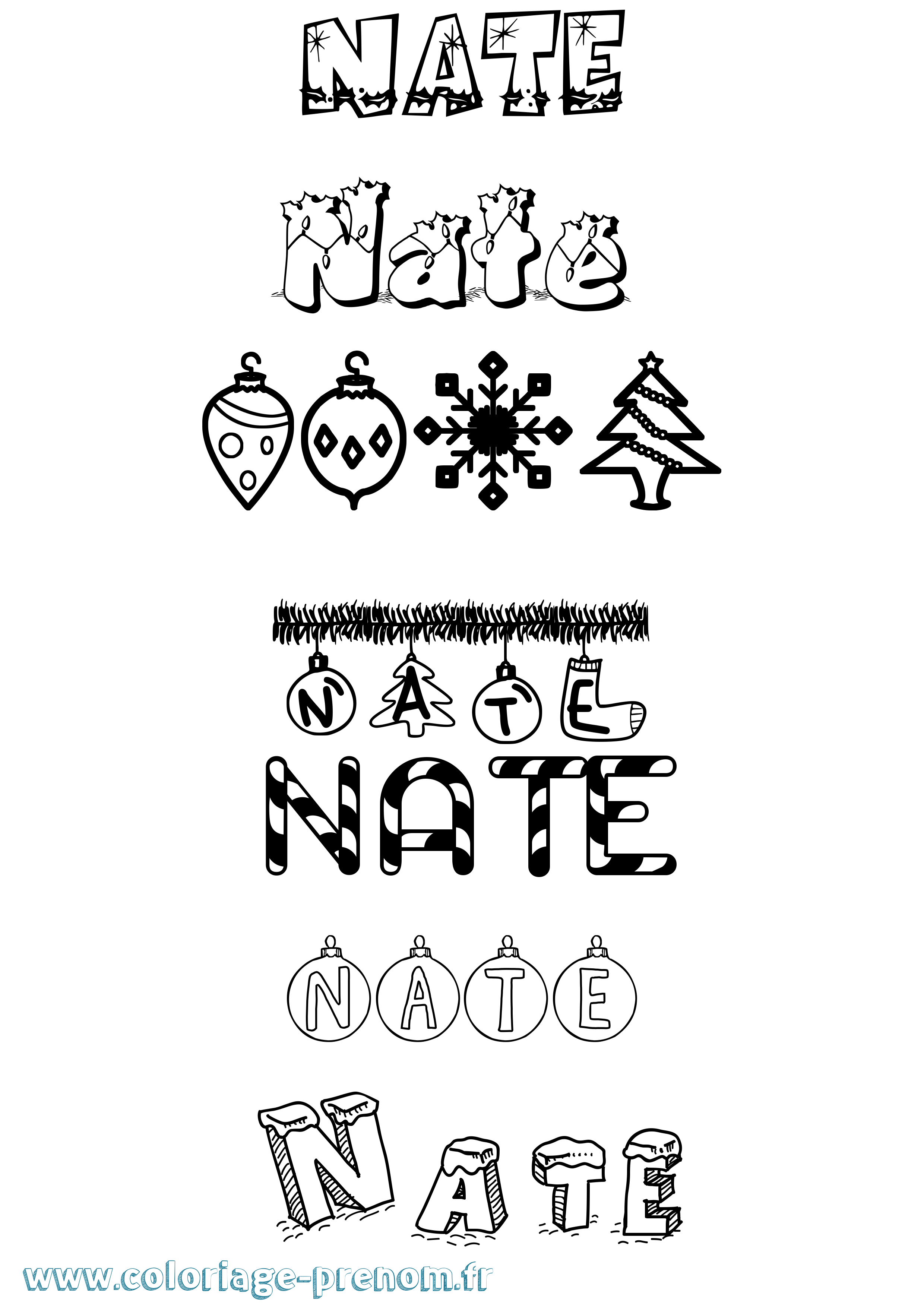 Coloriage Nate Noël Coloriage prénom Nate Noël