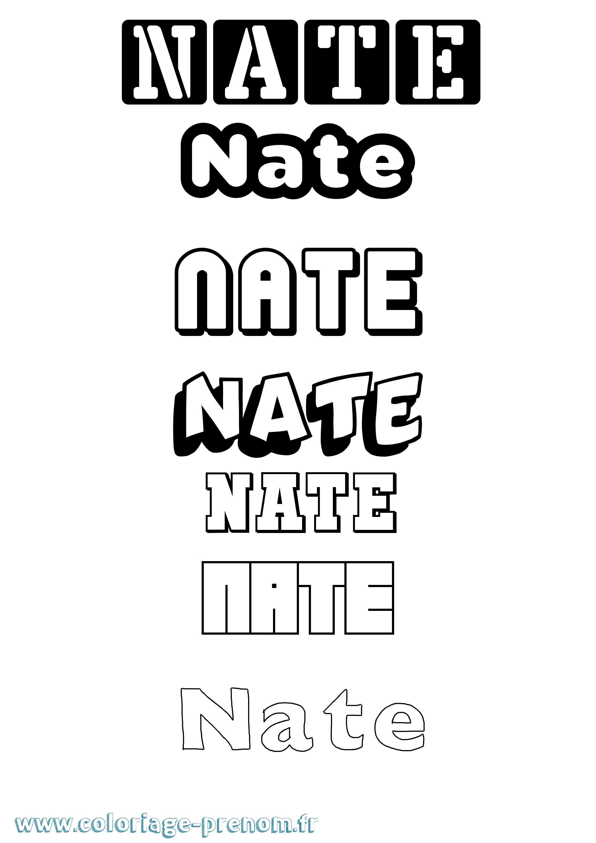 Coloriage Nate Simple Coloriage prénom Nate Simple