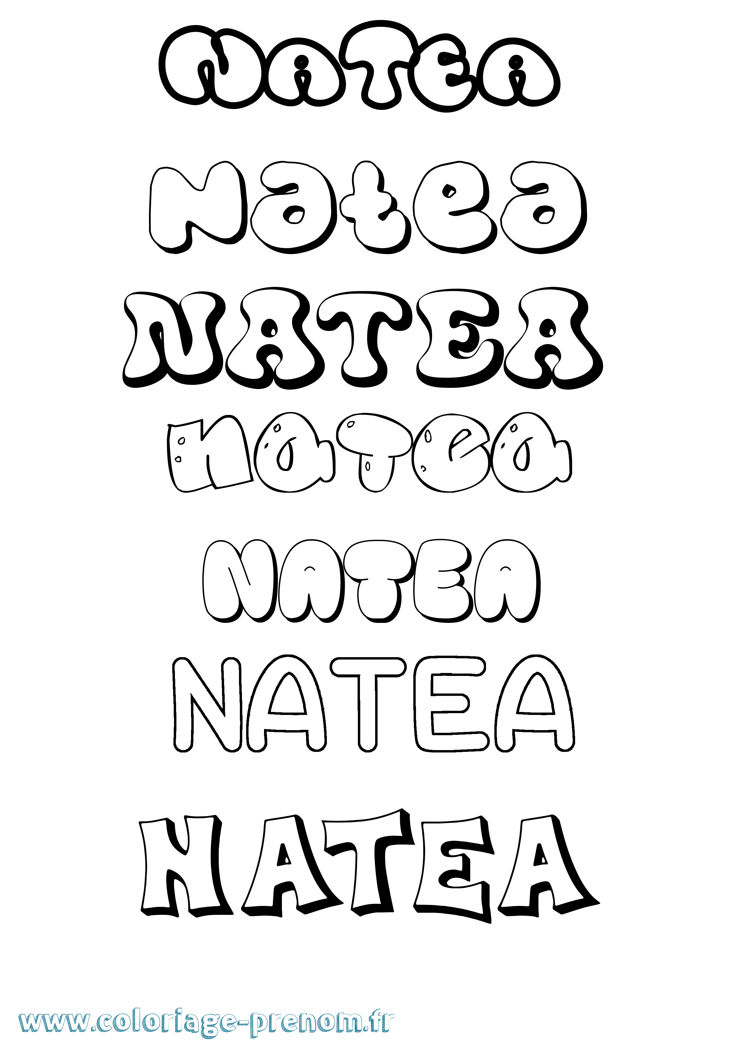 Coloriage Natea Bubble Coloriage prénom Natea Bubble