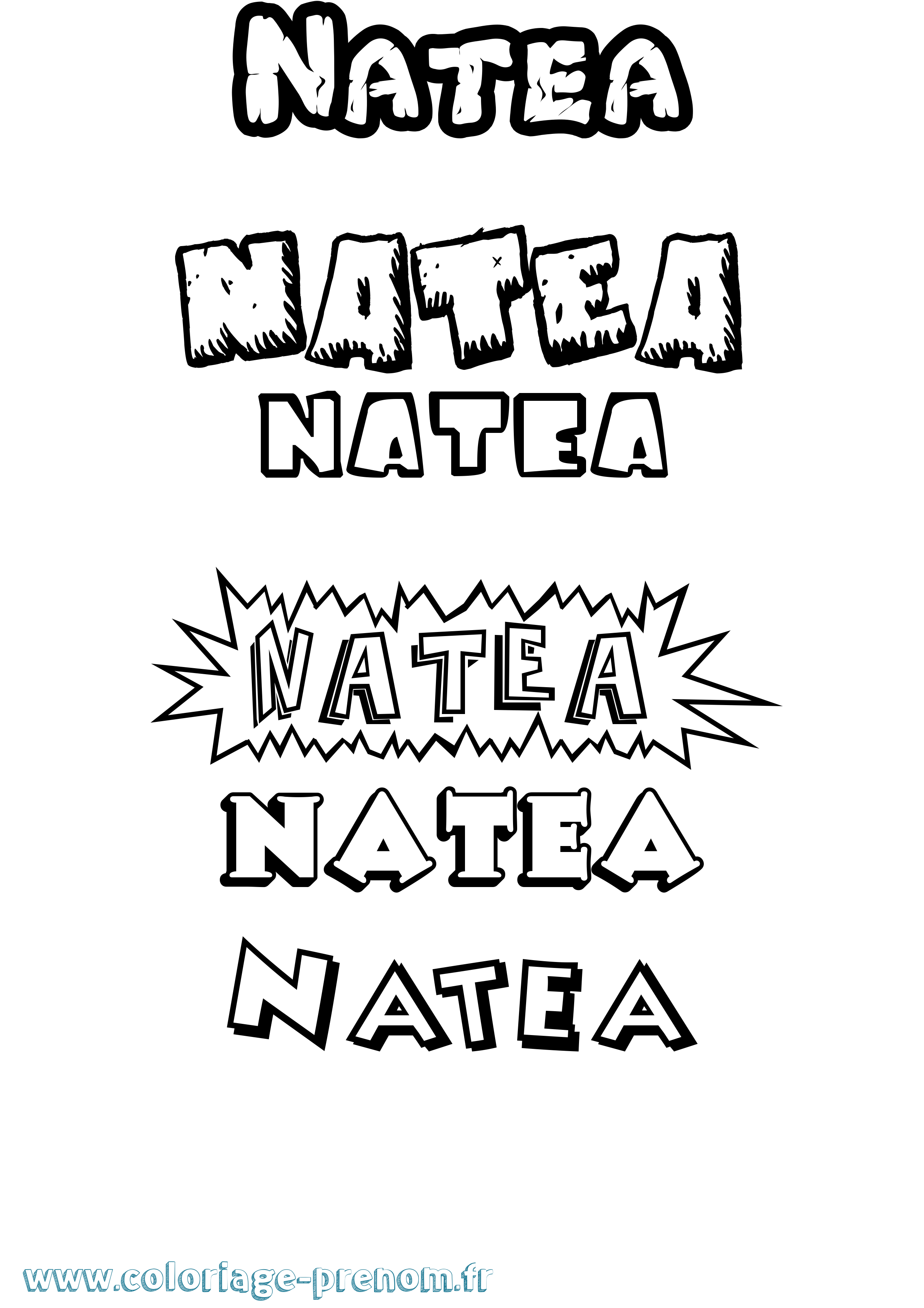 Coloriage Natea Dessin Animé Coloriage prénom Natea Dessin Animé