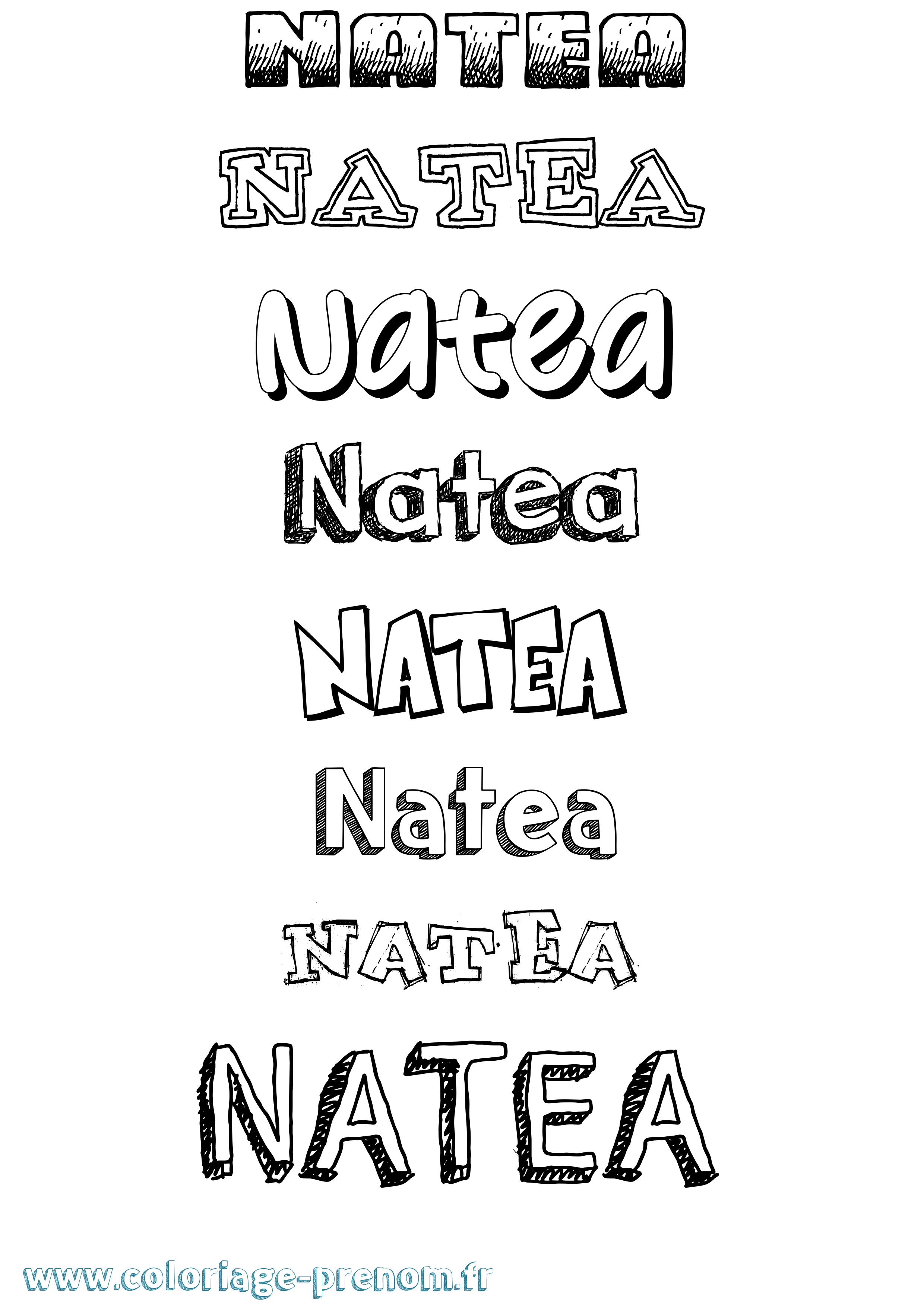 Coloriage Natea Dessiné Coloriage prénom Natea Dessiné