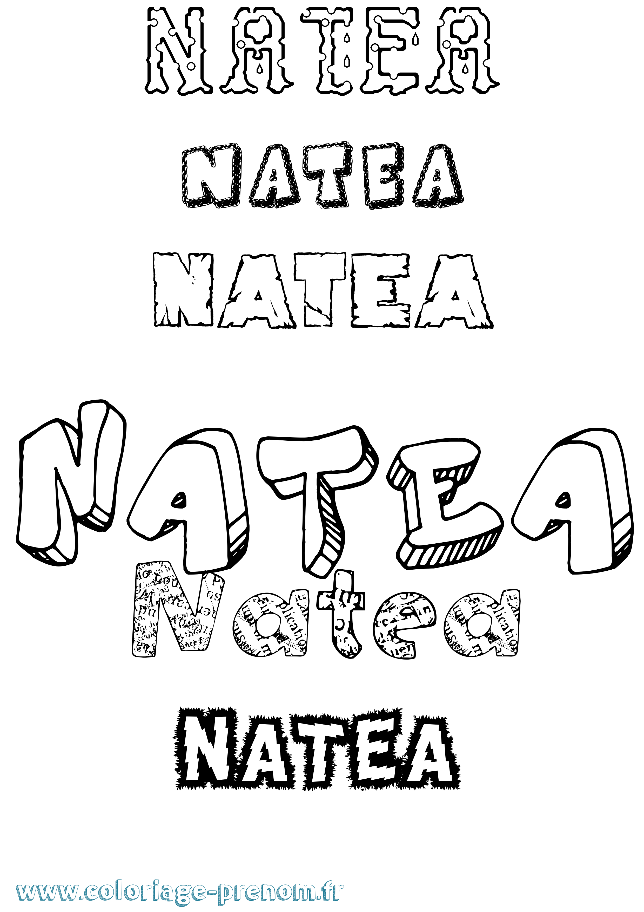 Coloriage Natea Destructuré Coloriage prénom Natea Destructuré