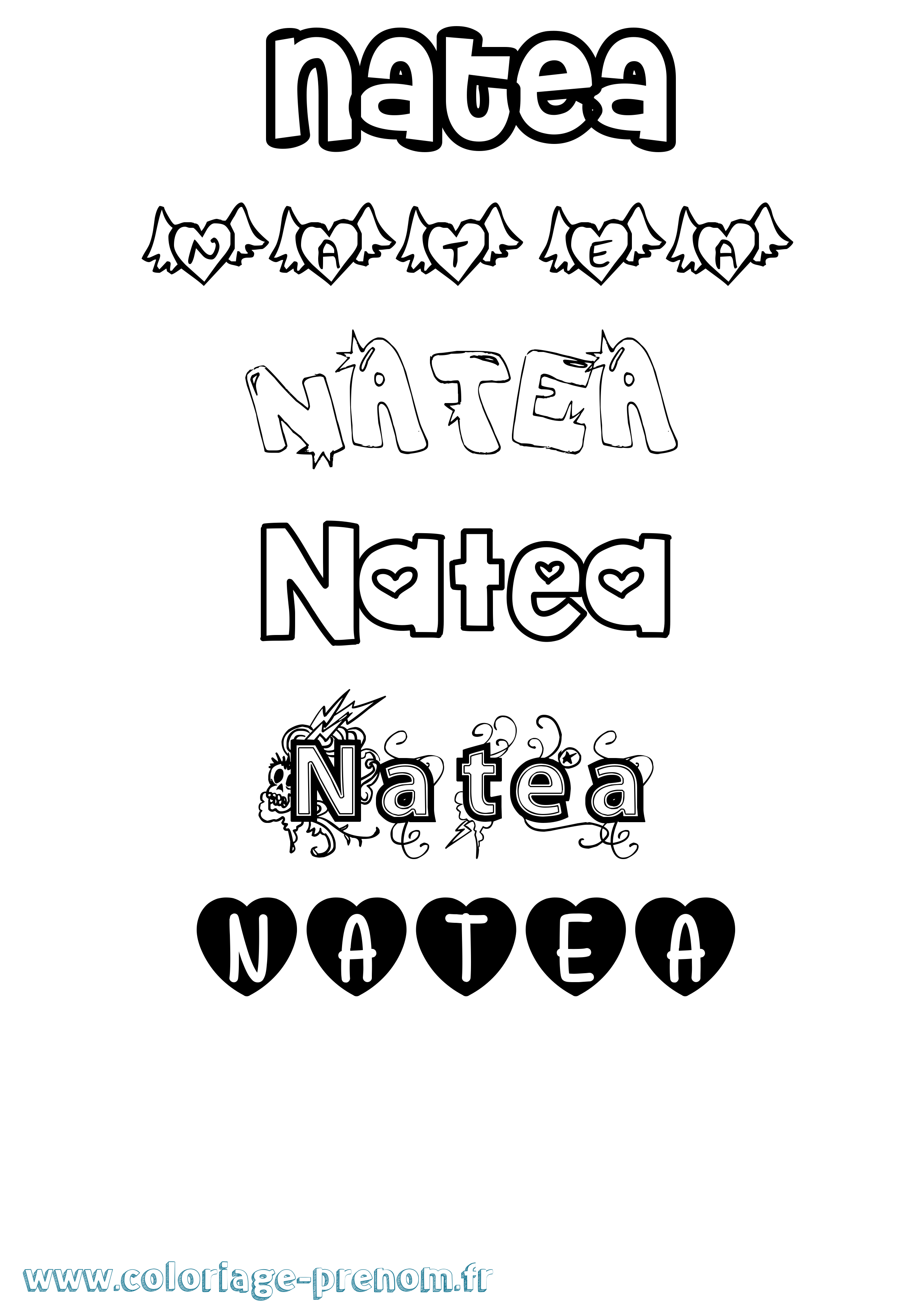 Coloriage Natea Girly Coloriage prénom Natea Girly