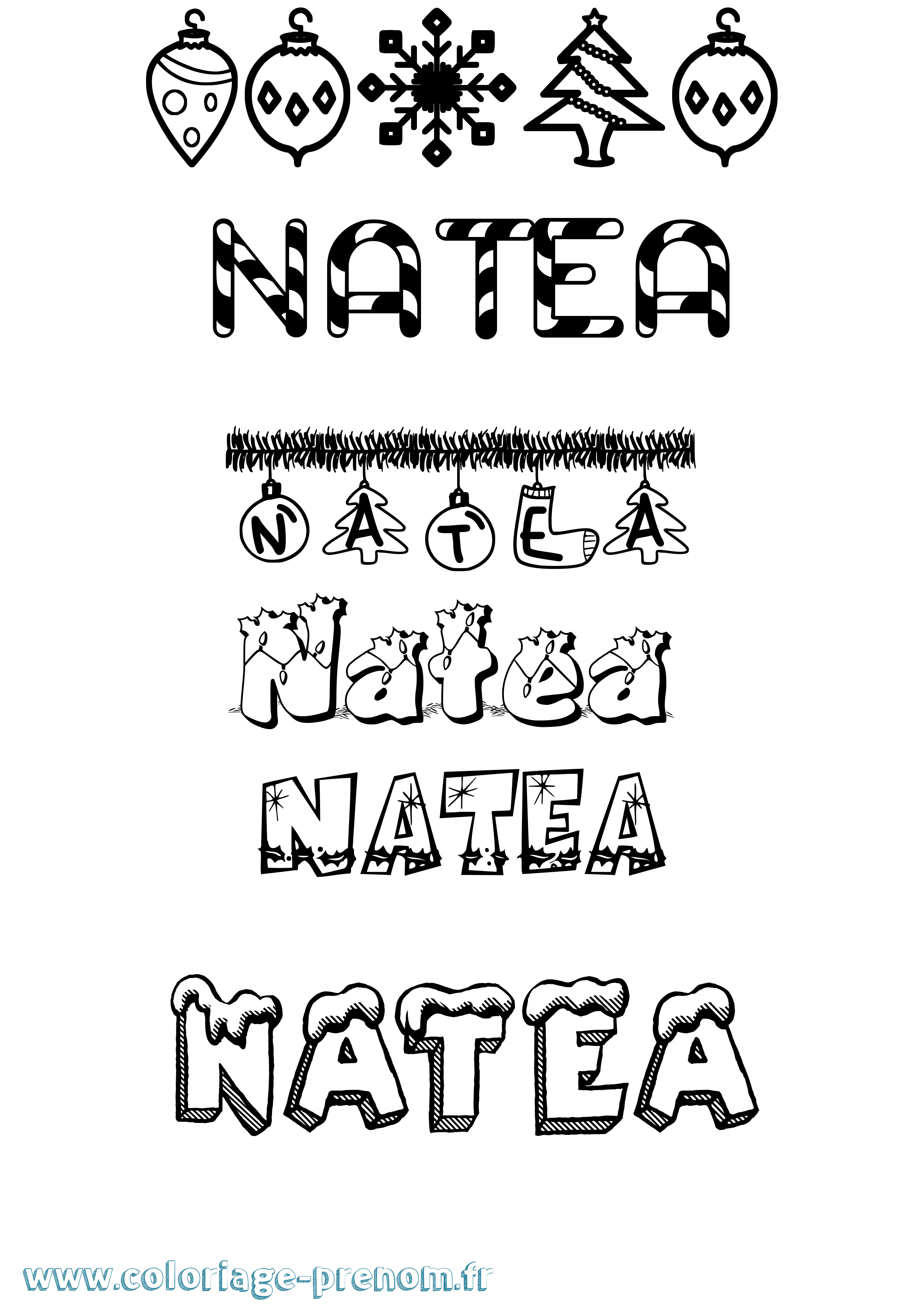 Coloriage Natea Noël Coloriage prénom Natea Noël
