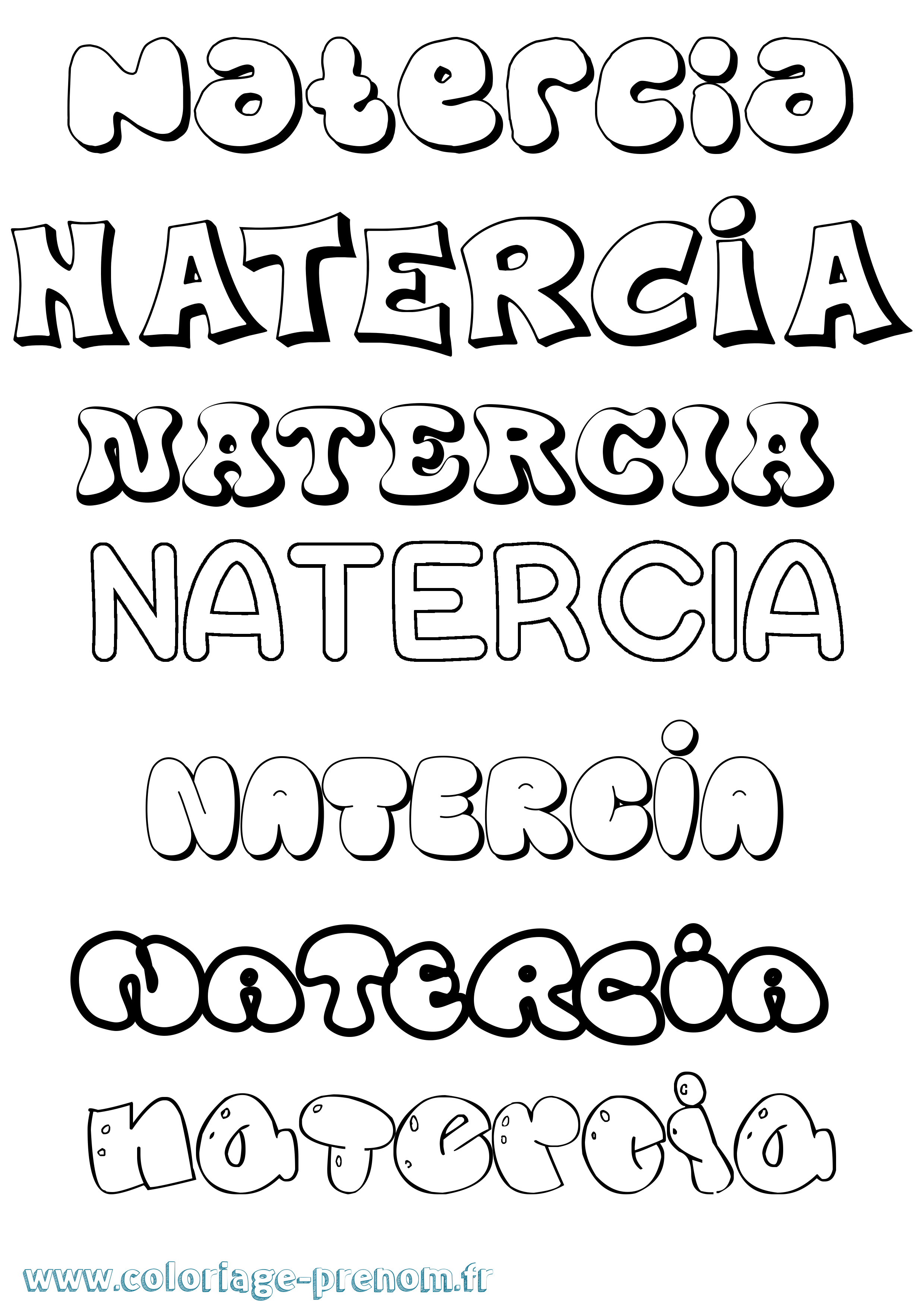 Coloriage Natercia Bubble Coloriage prénom Natercia Bubble