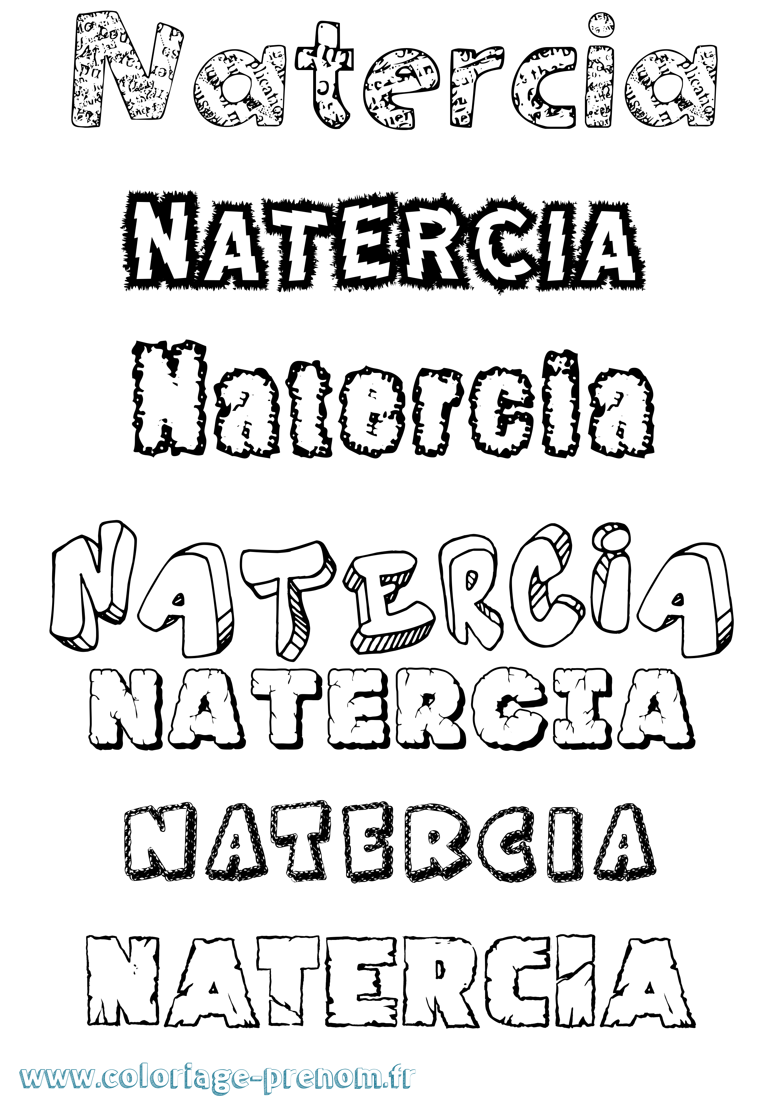 Coloriage Natercia Destructuré Coloriage prénom Natercia Destructuré