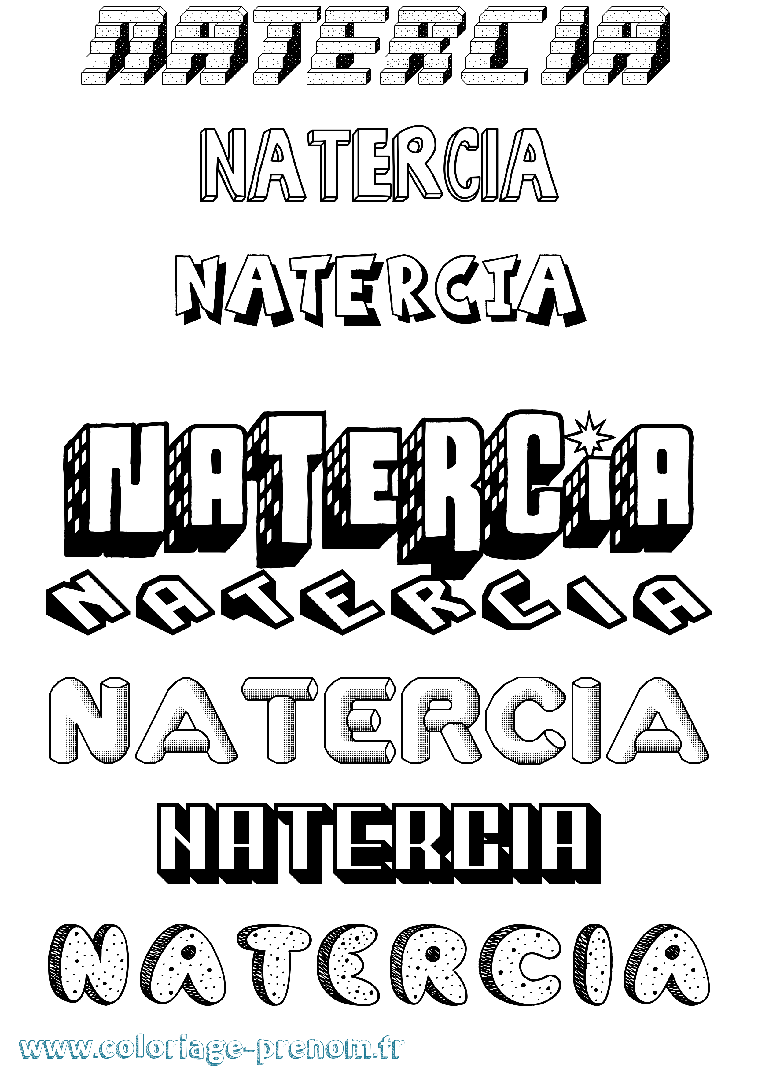 Coloriage Natercia Effet 3D Coloriage prénom Natercia Effet 3D