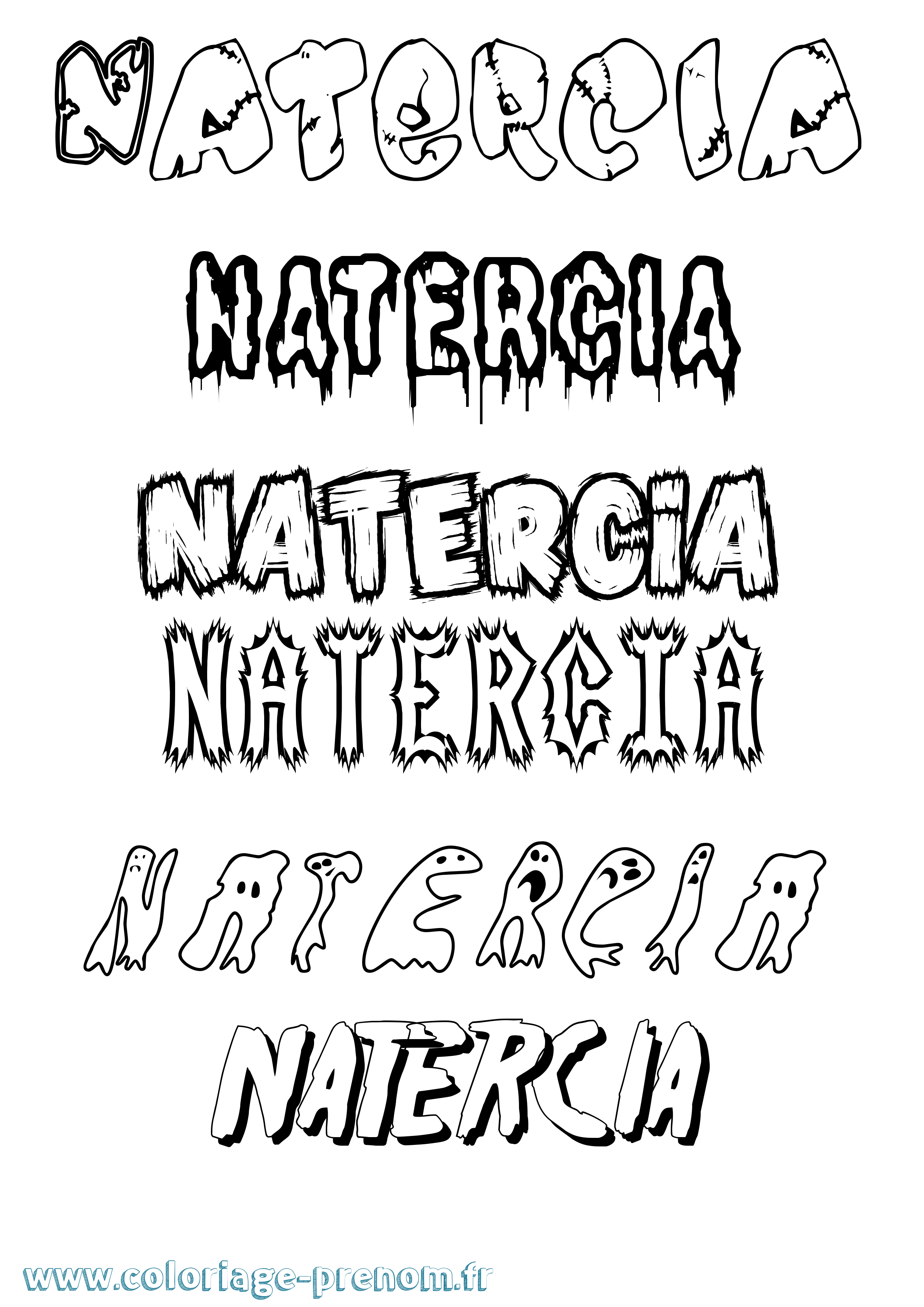 Coloriage Natercia Frisson Coloriage prénom Natercia Frisson