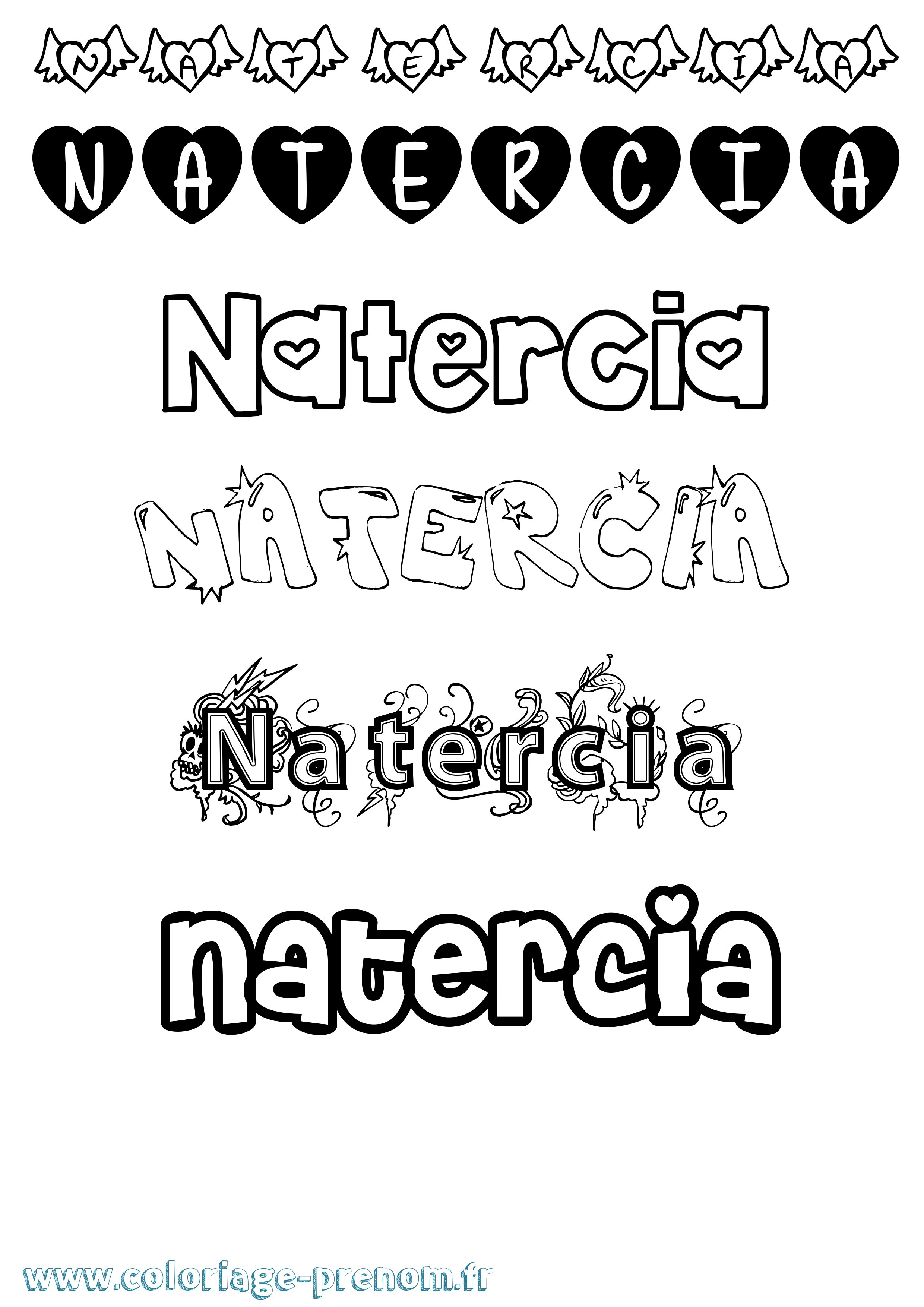 Coloriage Natercia Girly Coloriage prénom Natercia Girly
