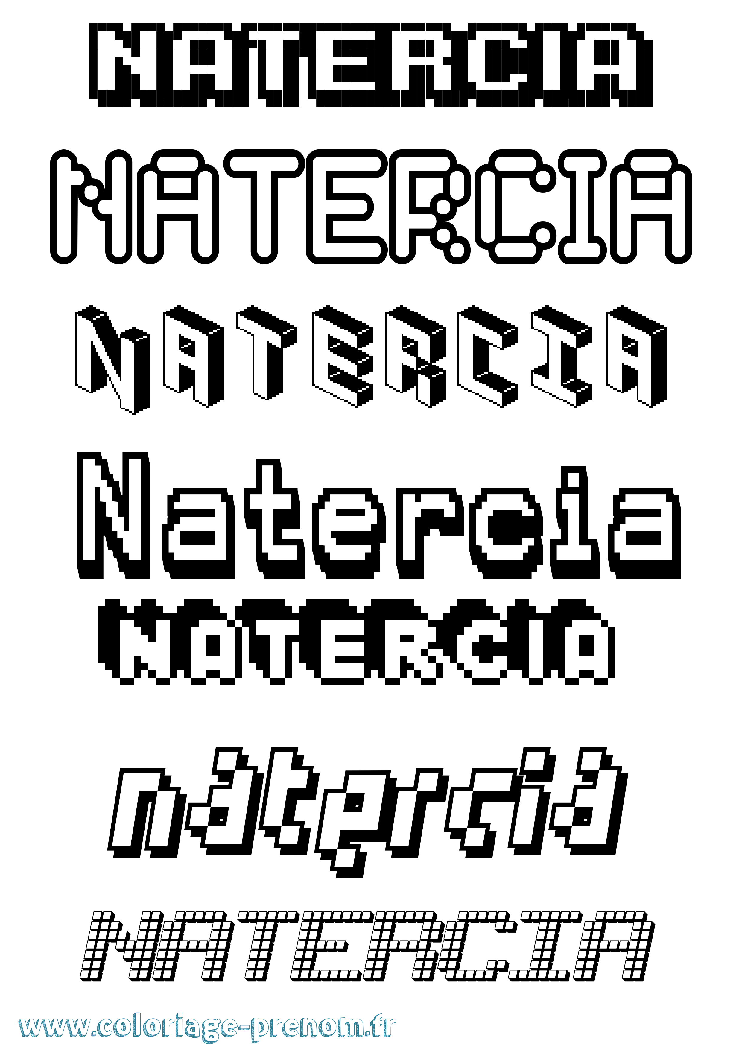 Coloriage Natercia Pixel Coloriage prénom Natercia Pixel