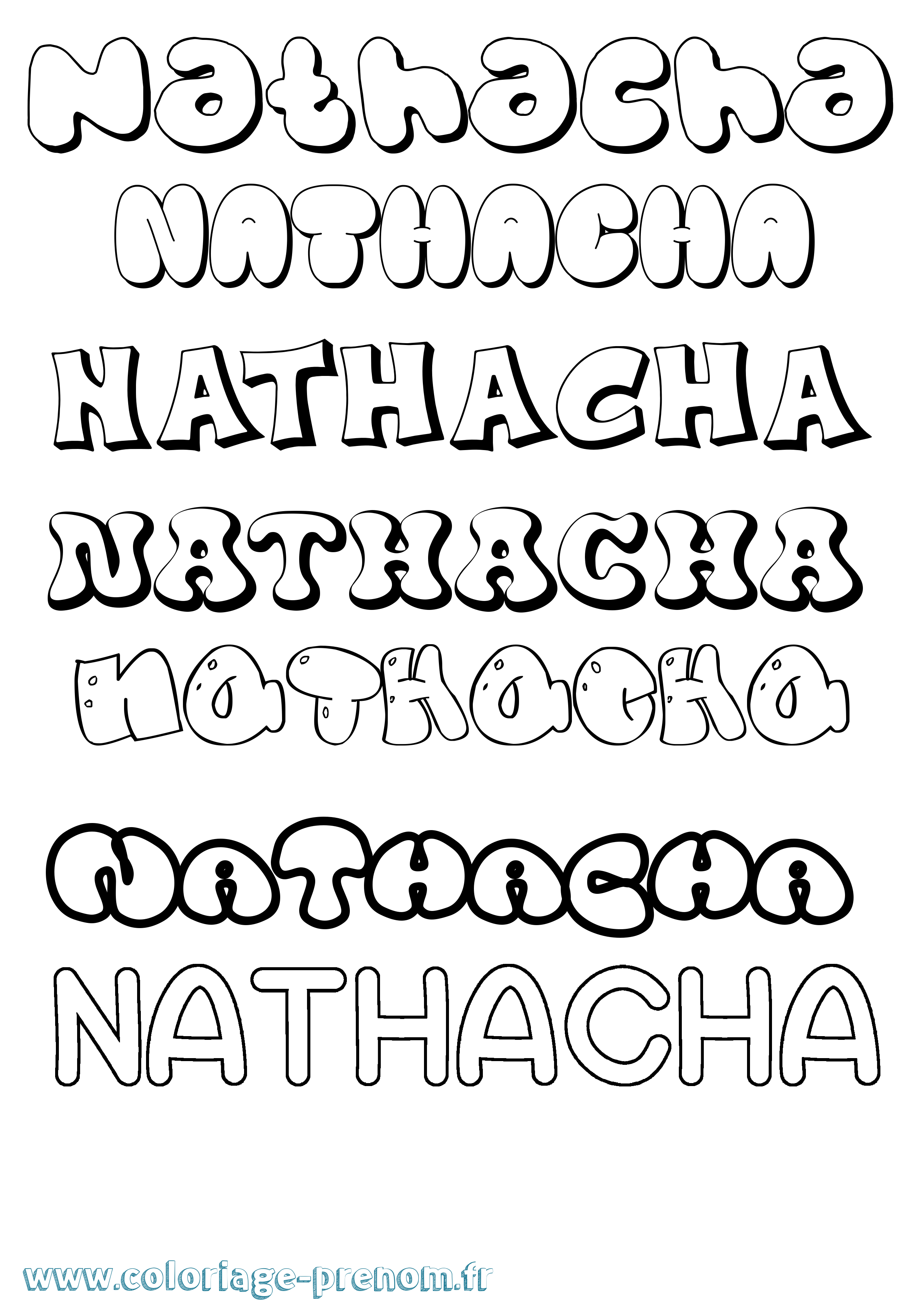 Coloriage Nathacha Bubble Coloriage prénom Nathacha Bubble