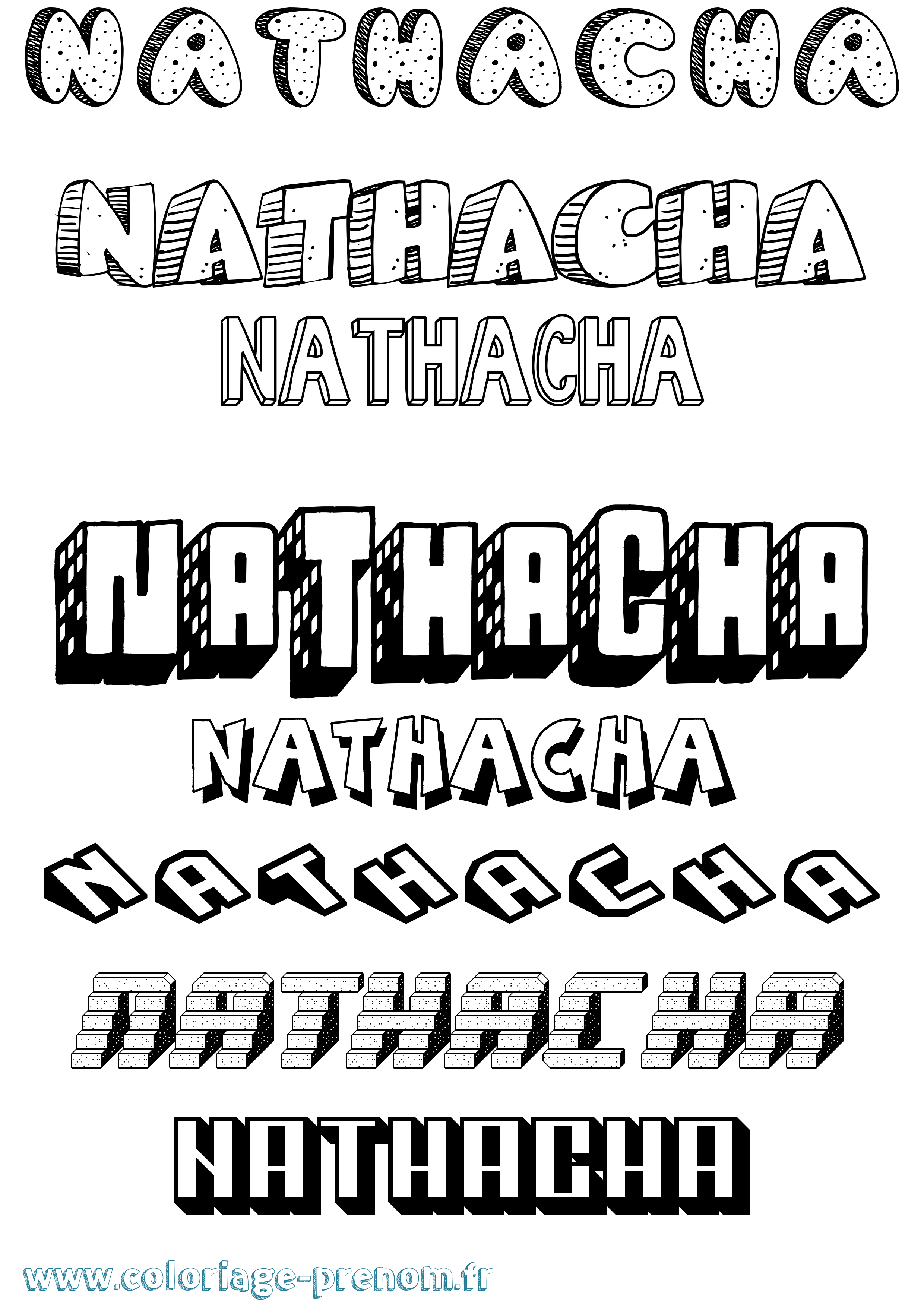 Coloriage Nathacha Effet 3D Coloriage prénom Nathacha Effet 3D