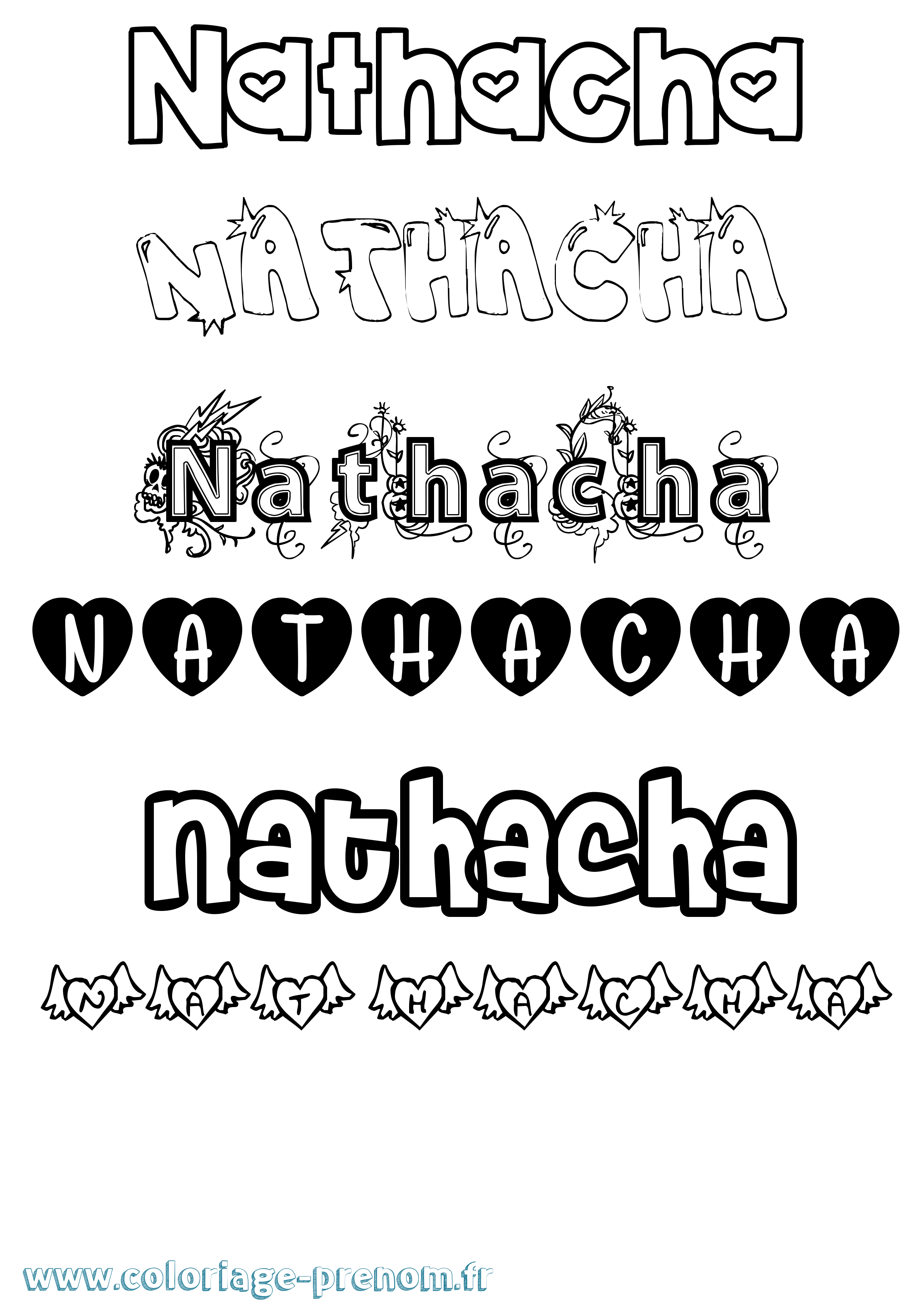 Coloriage Nathacha Girly Coloriage prénom Nathacha Girly