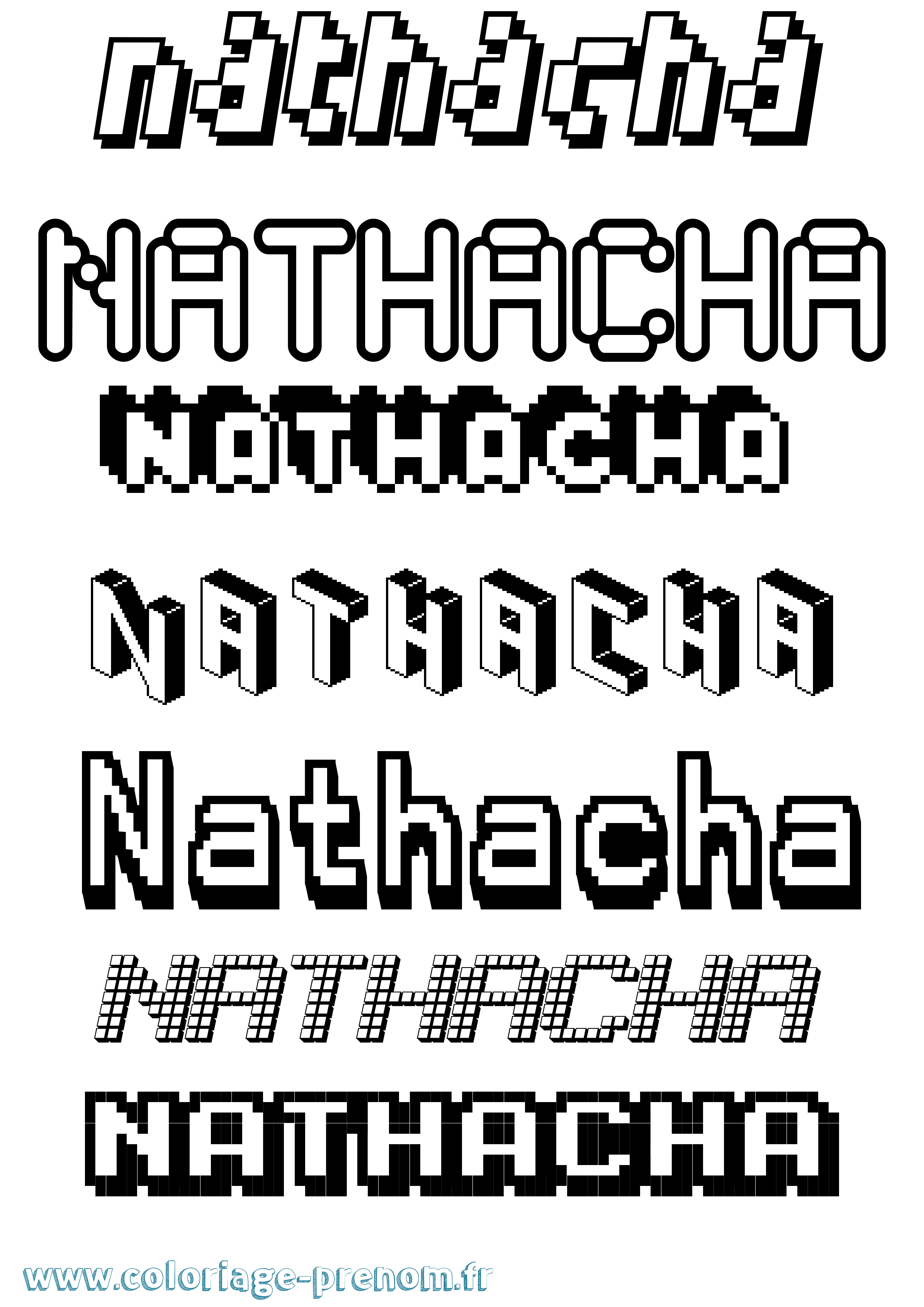 Coloriage Nathacha Pixel Coloriage prénom Nathacha Pixel