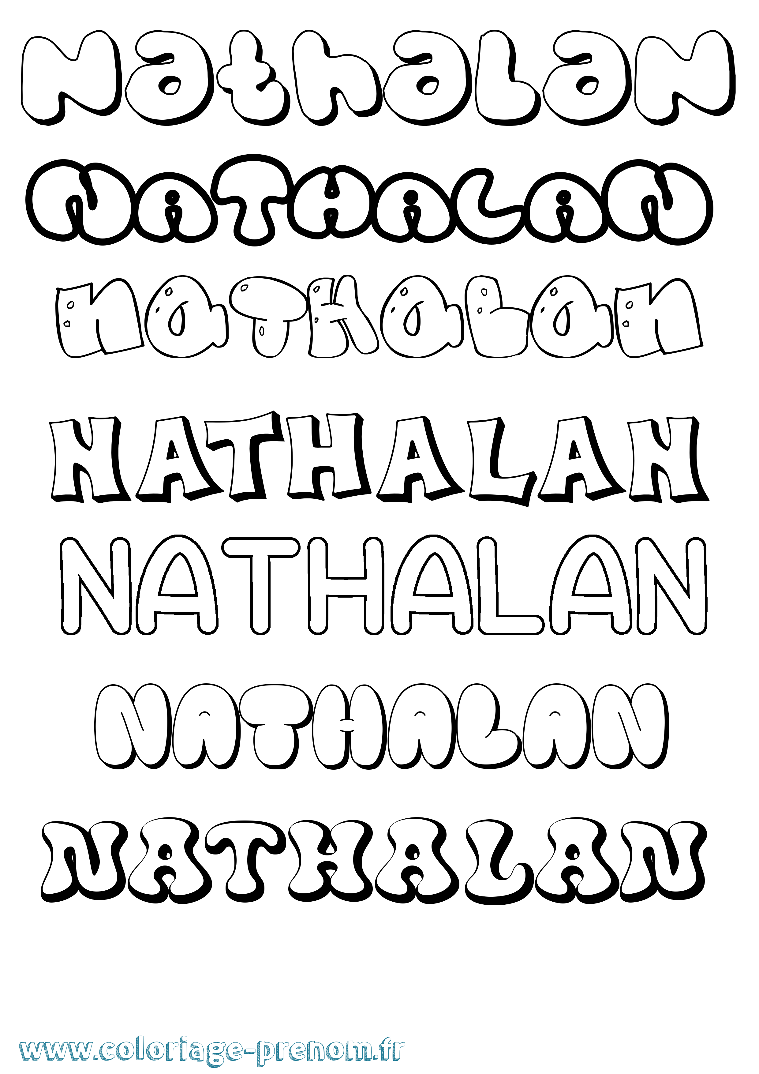 Coloriage Nathalan Bubble Coloriage prénom Nathalan Bubble