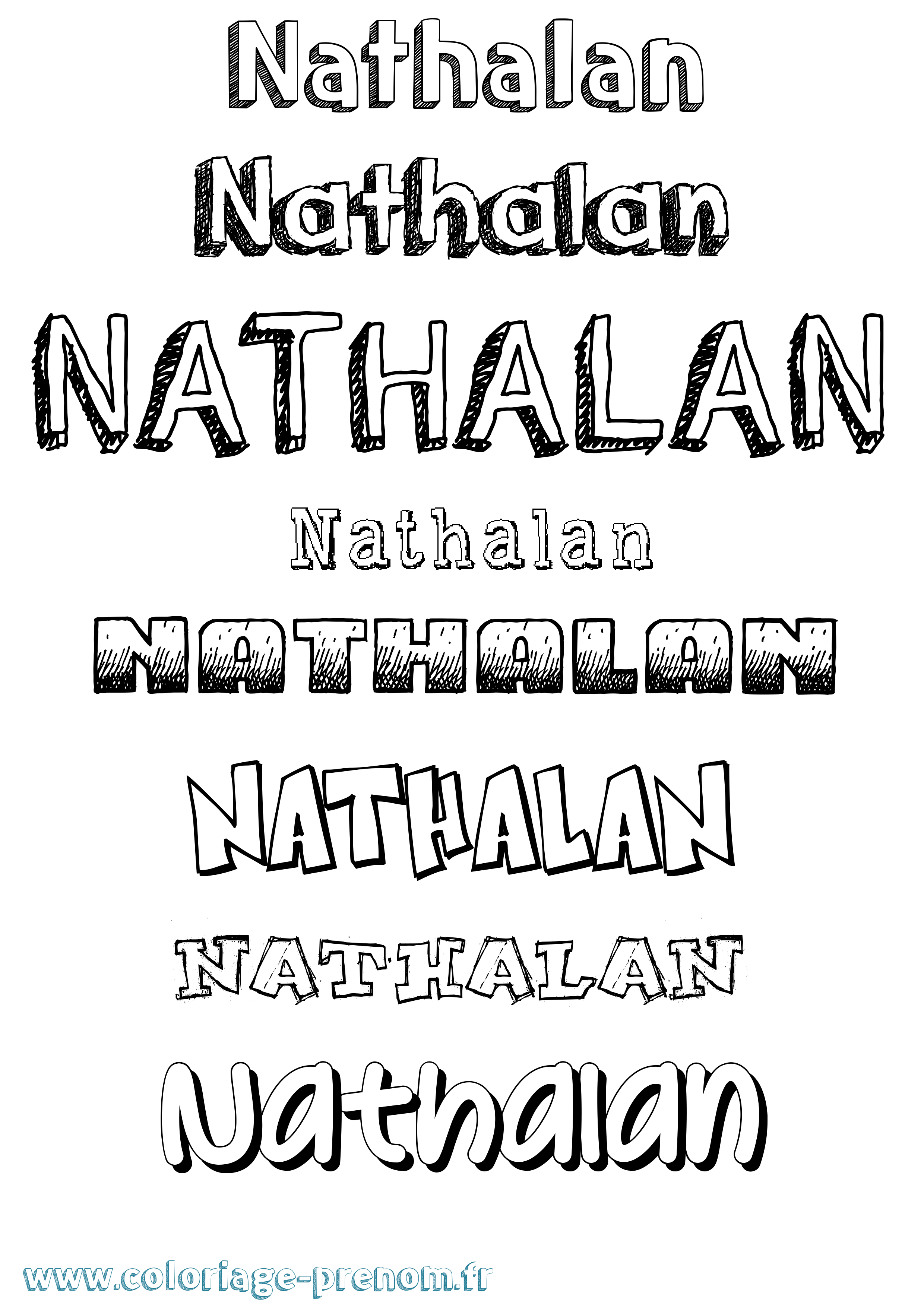 Coloriage Nathalan Dessiné Coloriage prénom Nathalan Dessiné