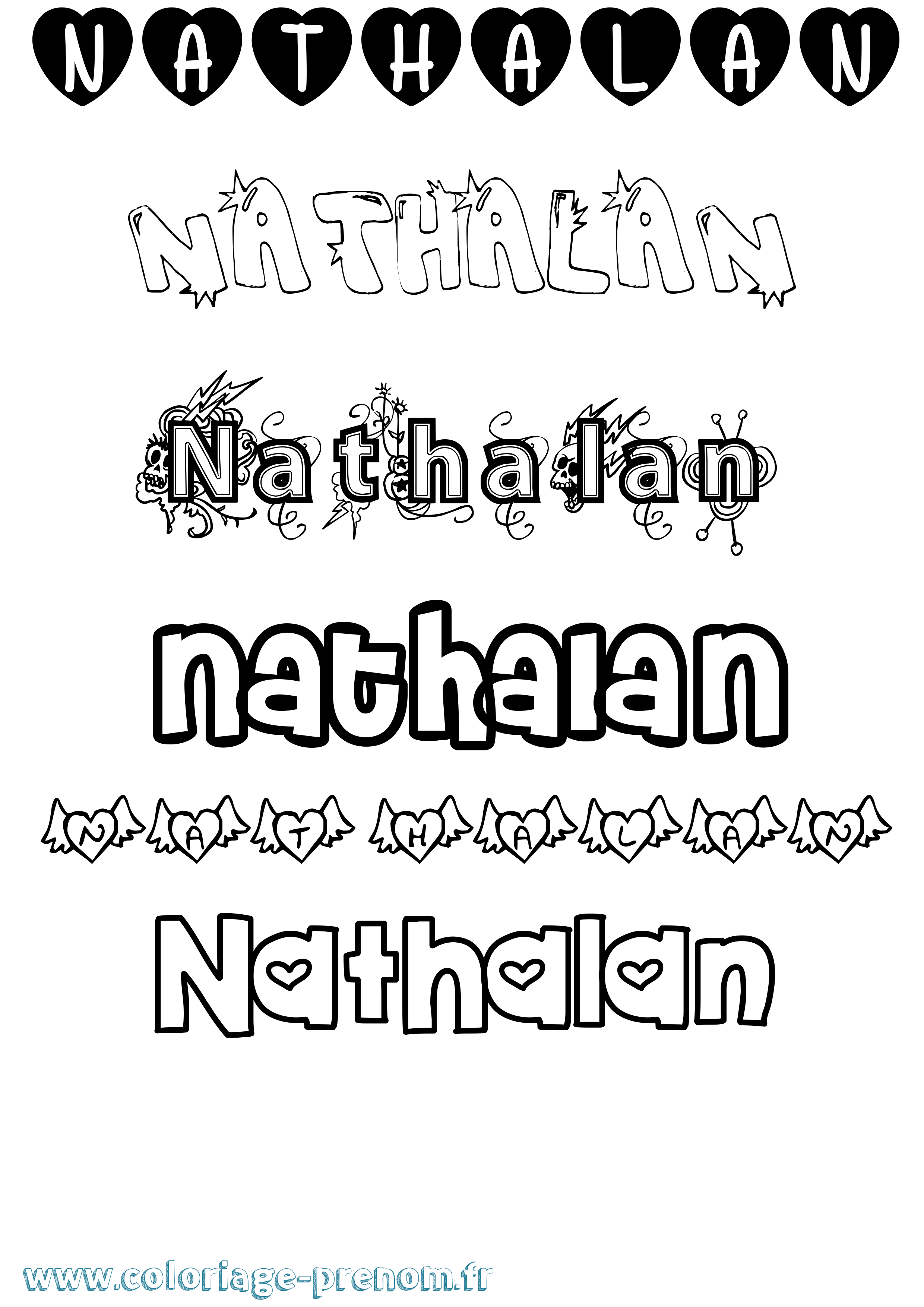 Coloriage Nathalan Girly Coloriage prénom Nathalan Girly