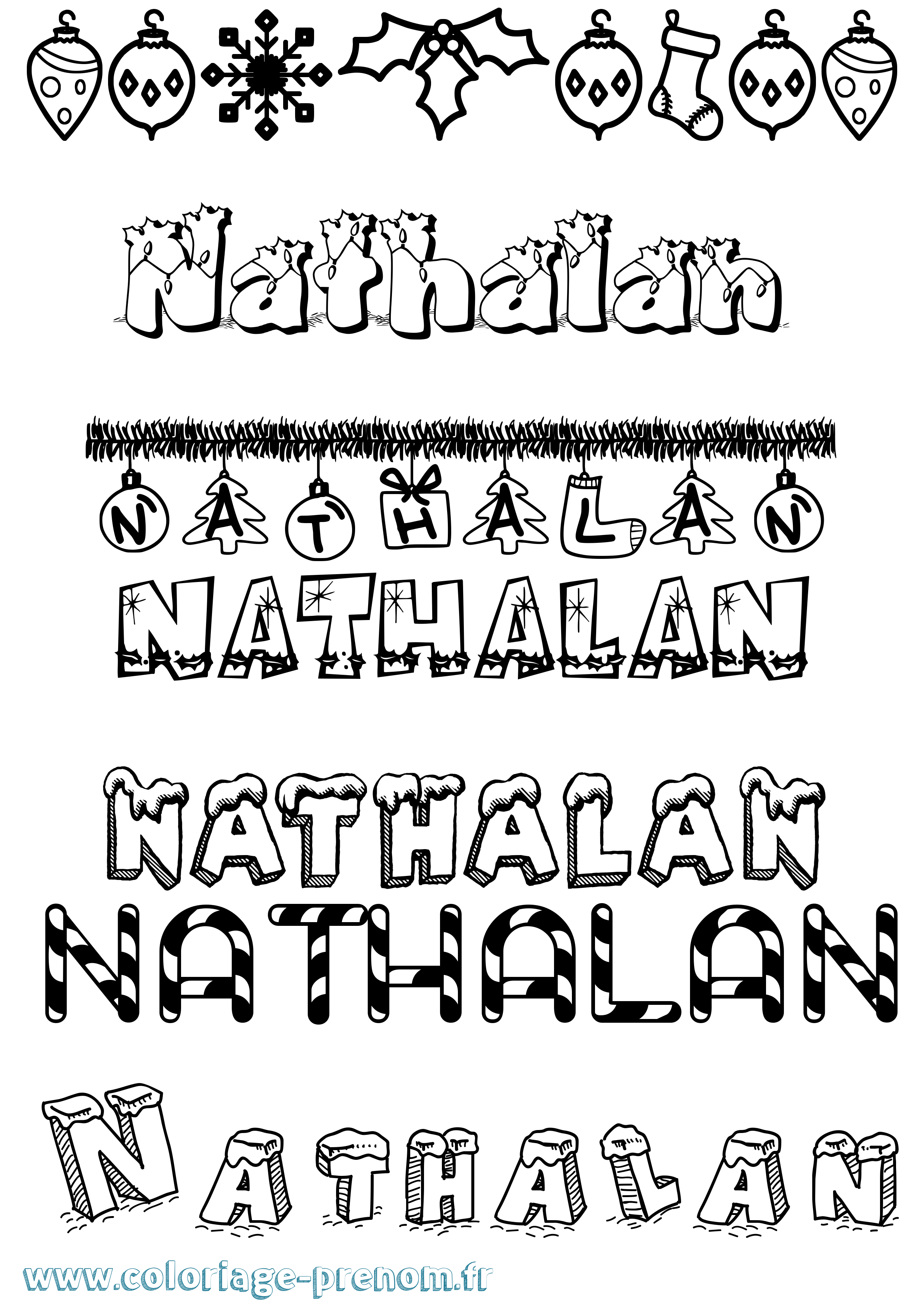 Coloriage Nathalan Noël Coloriage prénom Nathalan Noël