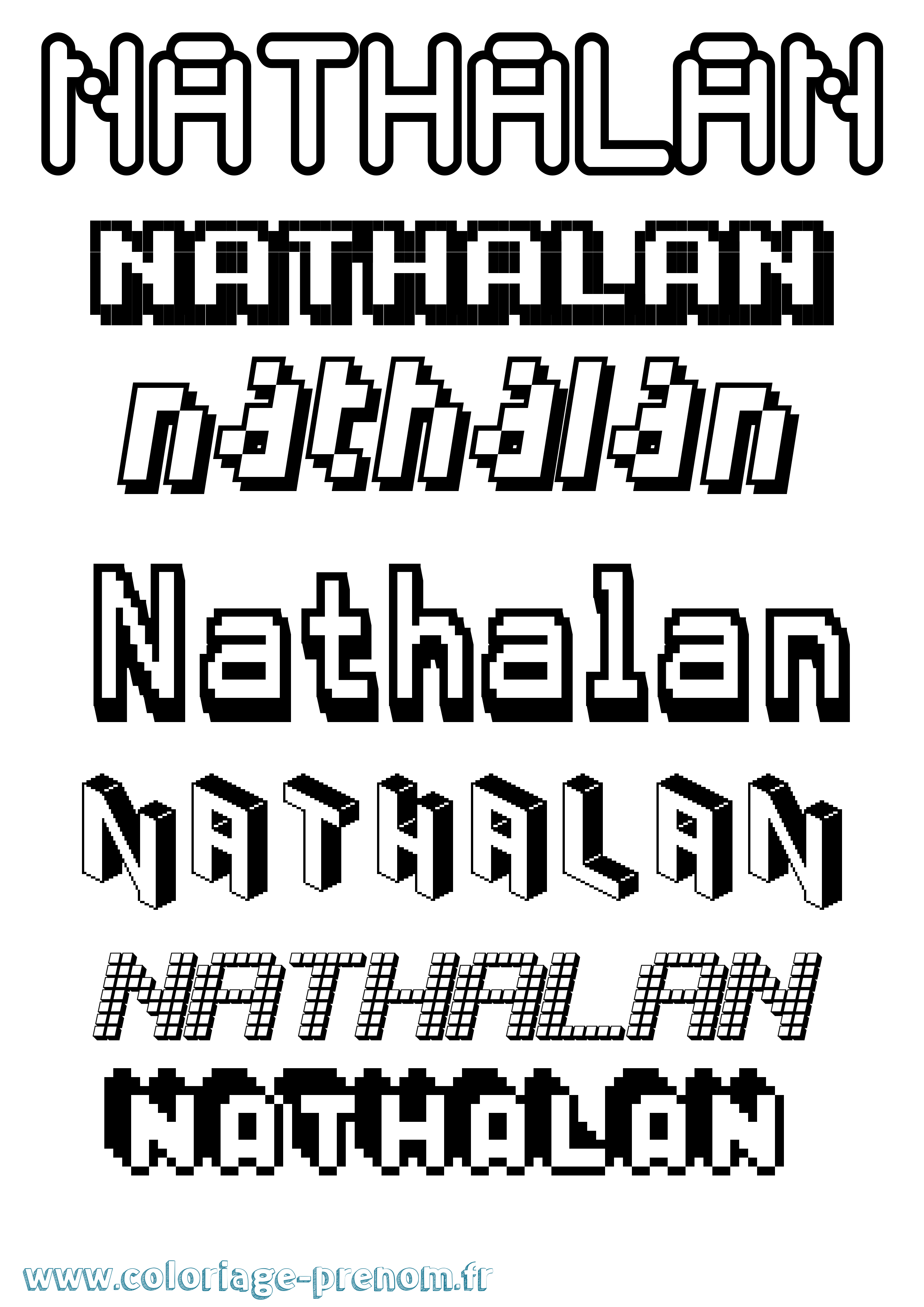 Coloriage Nathalan Pixel Coloriage prénom Nathalan Pixel