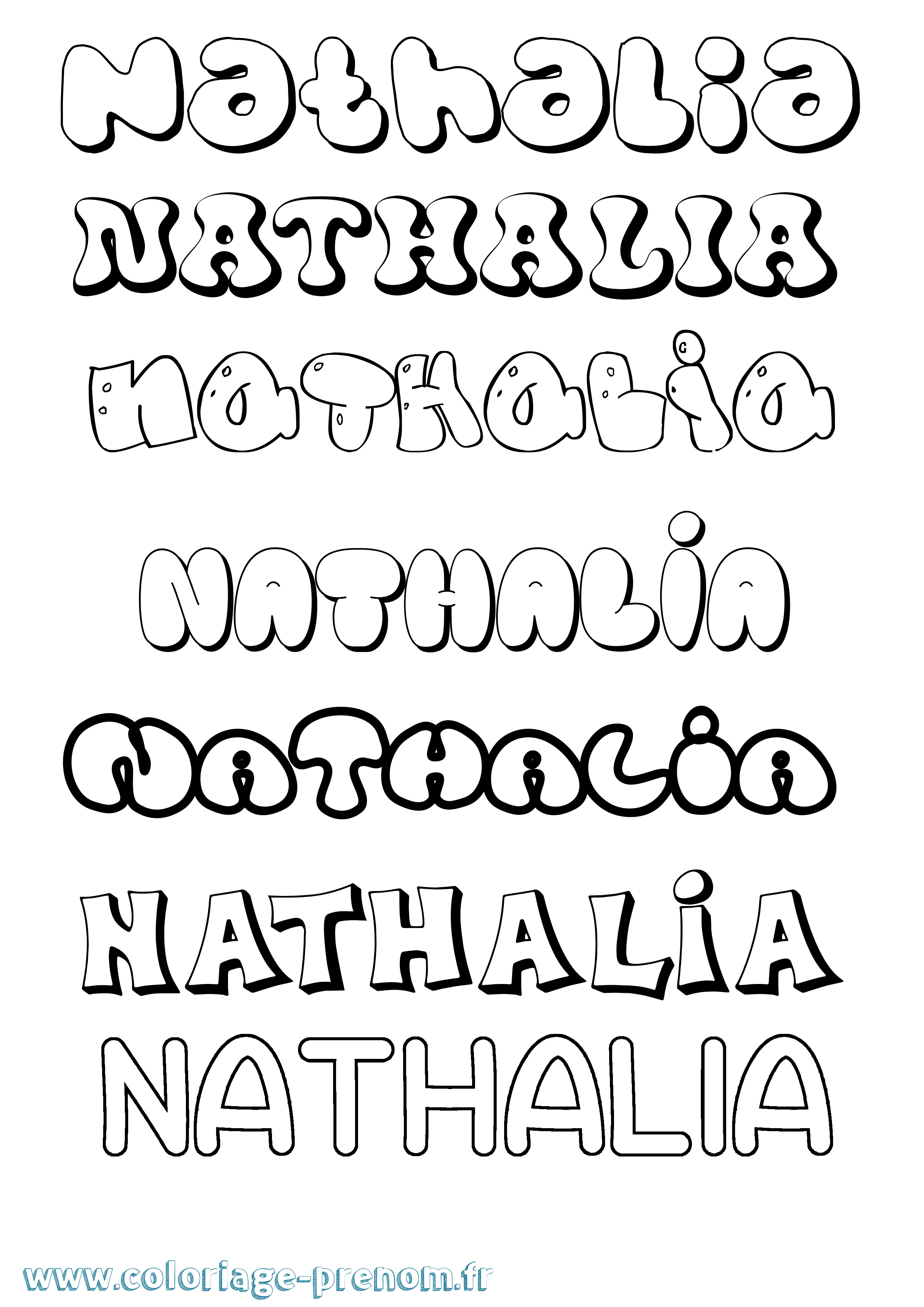 Coloriage Nathalia Bubble Coloriage prénom Nathalia Bubble