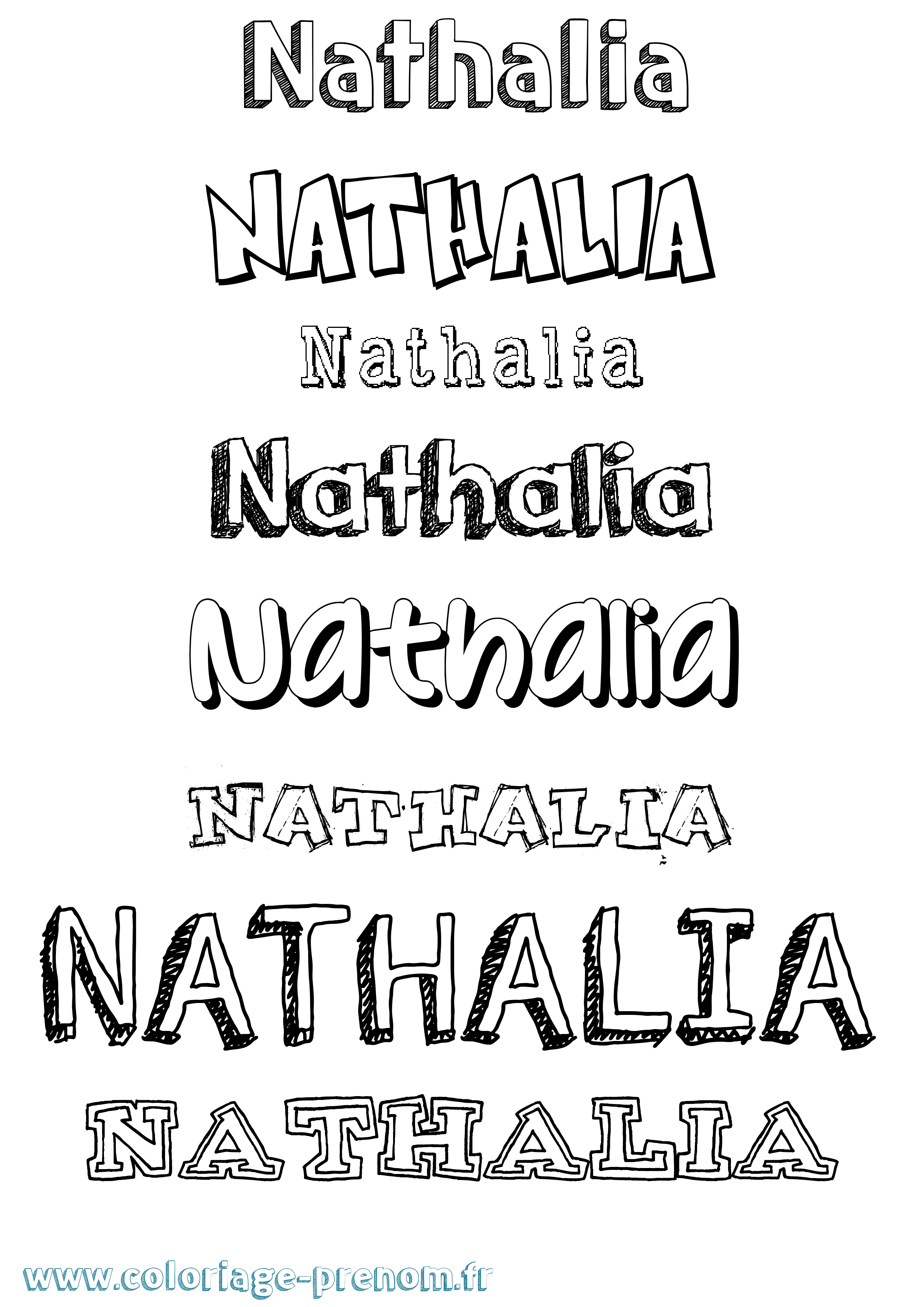 Coloriage Nathalia Dessiné Coloriage prénom Nathalia Dessiné
