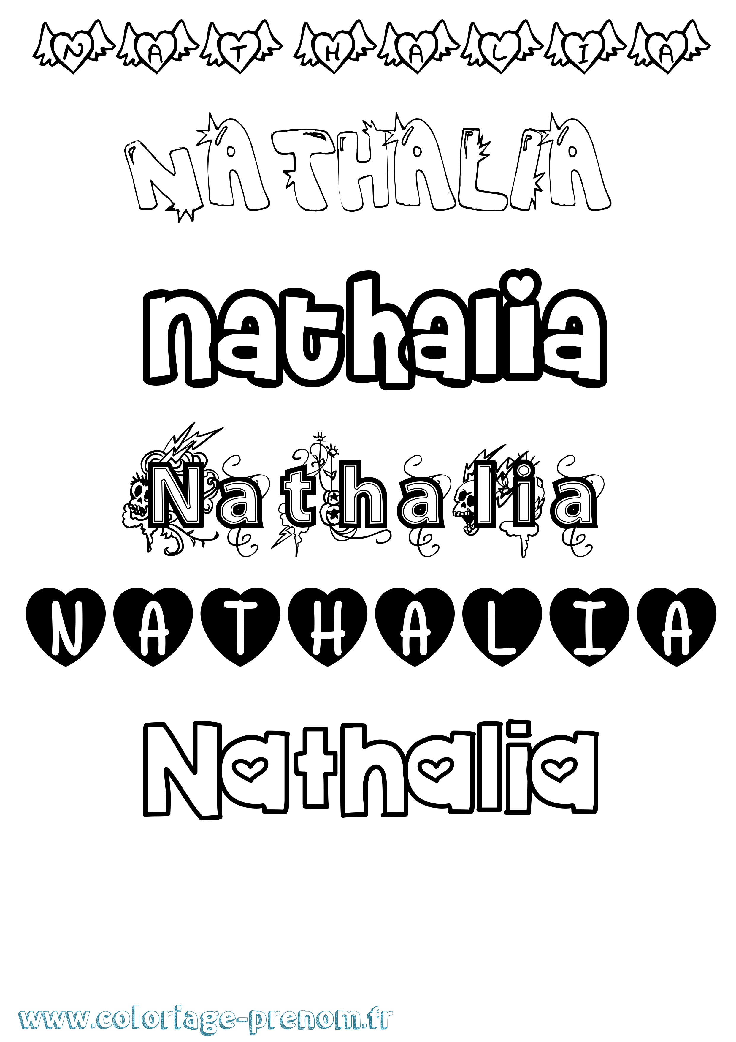 Coloriage Nathalia Girly Coloriage prénom Nathalia Girly