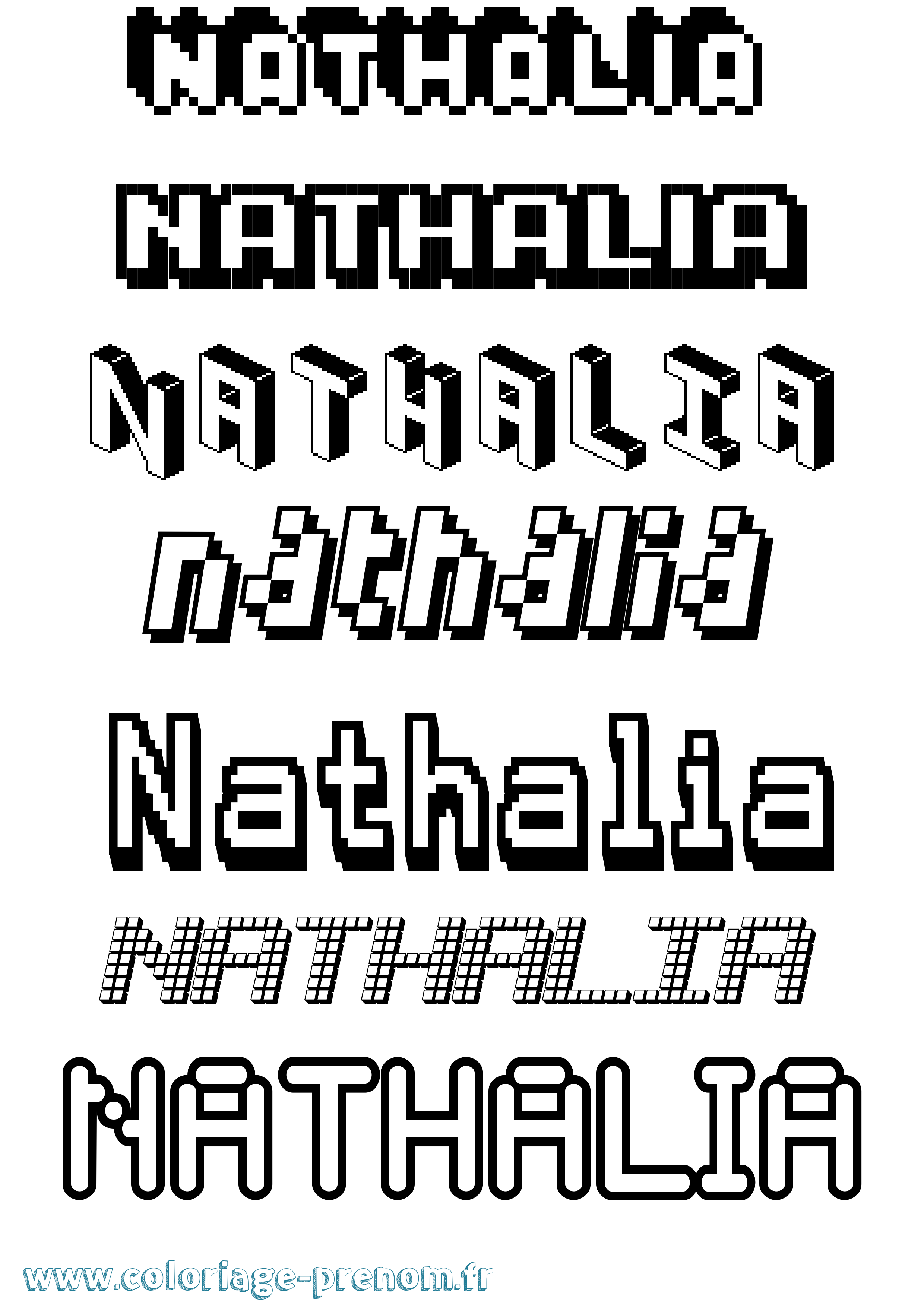 Coloriage Nathalia Pixel Coloriage prénom Nathalia Pixel
