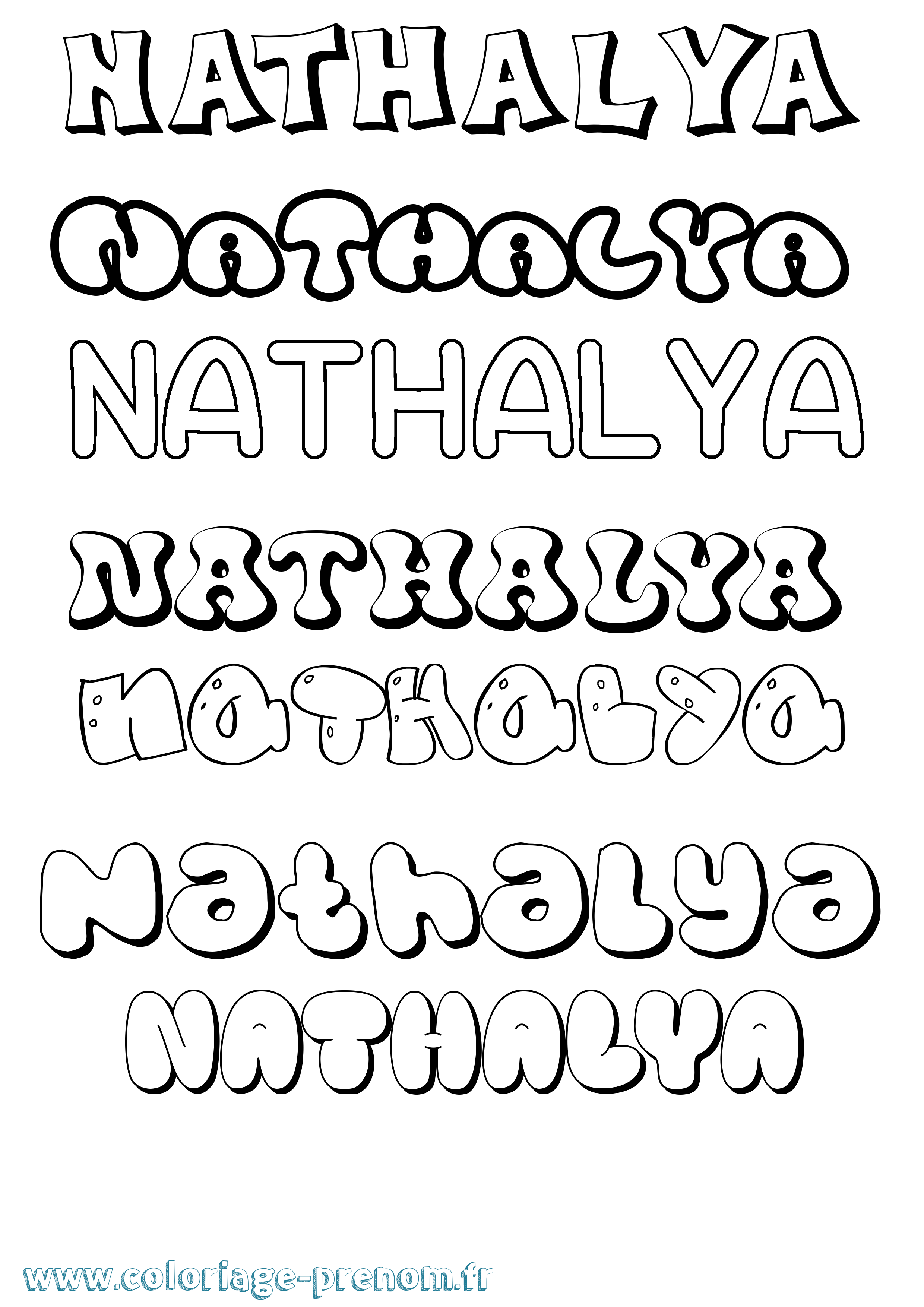 Coloriage Nathalya Bubble Coloriage prénom Nathalya Bubble