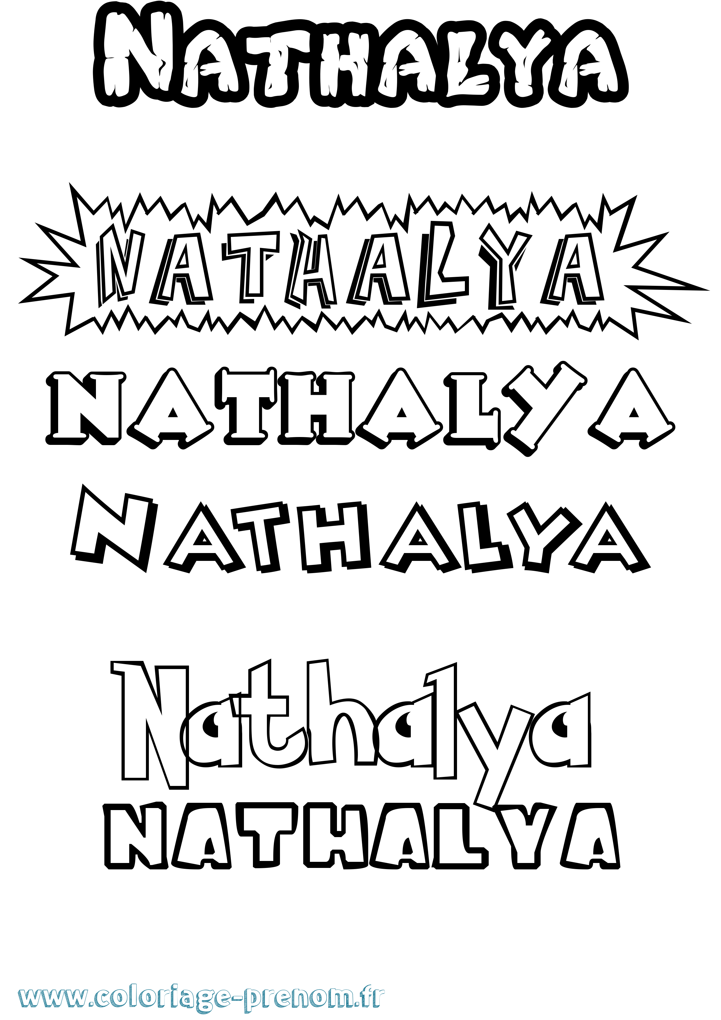 Coloriage Nathalya Dessin Animé Coloriage prénom Nathalya Dessin Animé