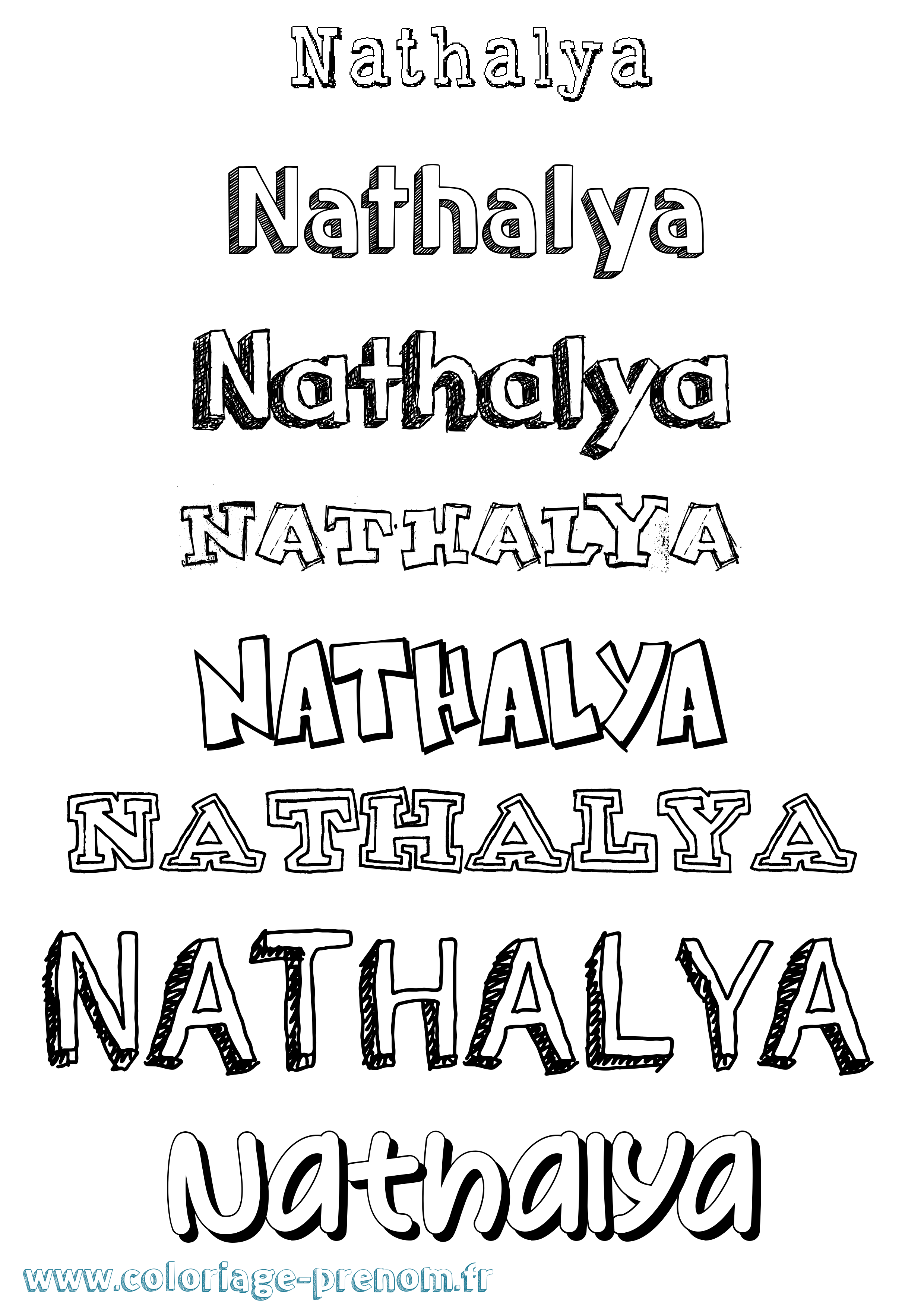 Coloriage Nathalya Dessiné Coloriage prénom Nathalya Dessiné