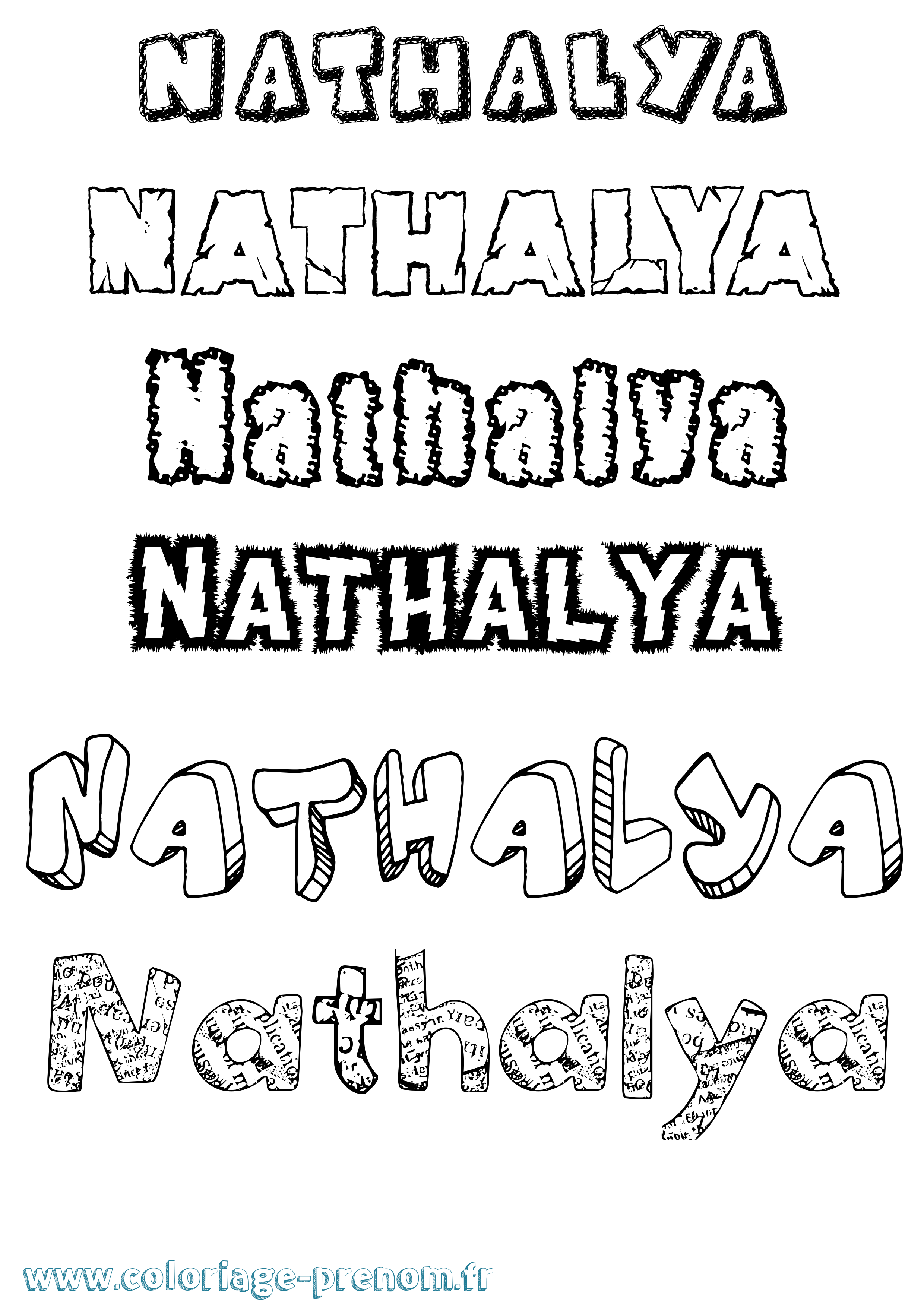 Coloriage Nathalya Destructuré Coloriage prénom Nathalya Destructuré
